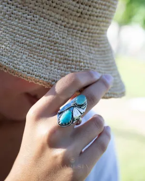Sterling Silver Rings Emily Ring ~Turquoise & Aqua Chalcedony ~ Sterling Silver 925 ~ MR292