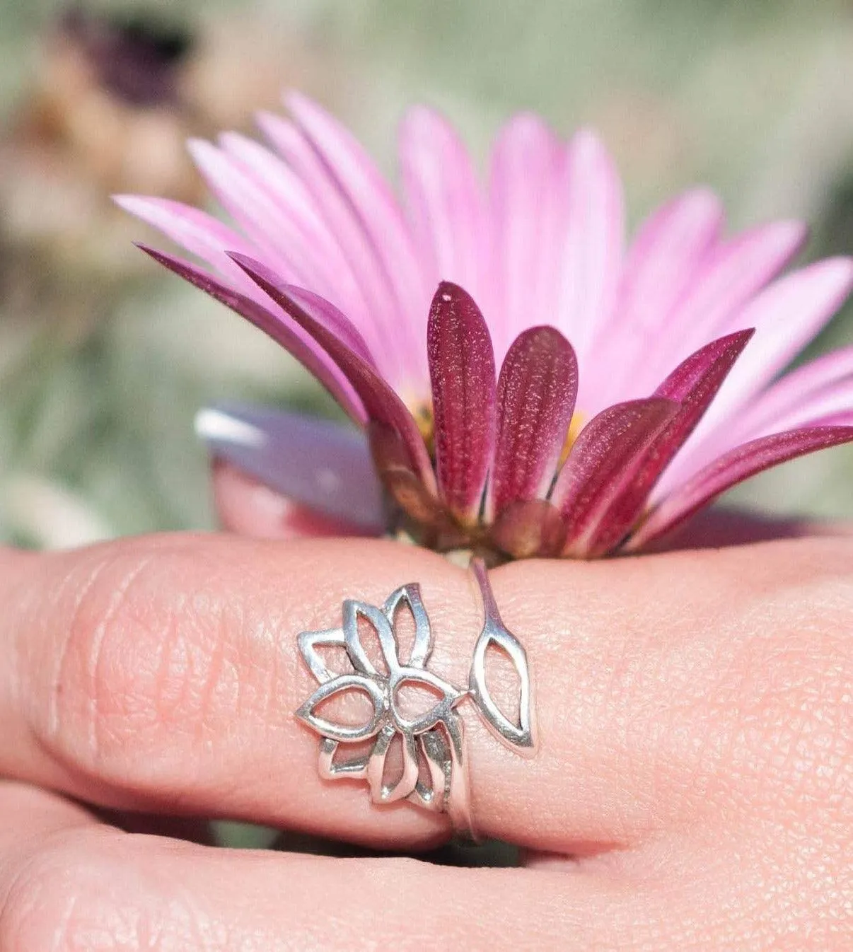 Sterling Silver Rings Empty Lotus Flower Ring ~ Sterling Silver 925 ~MR112