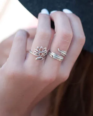 Sterling Silver Rings Empty Lotus Flower Ring ~ Sterling Silver 925 ~MR112