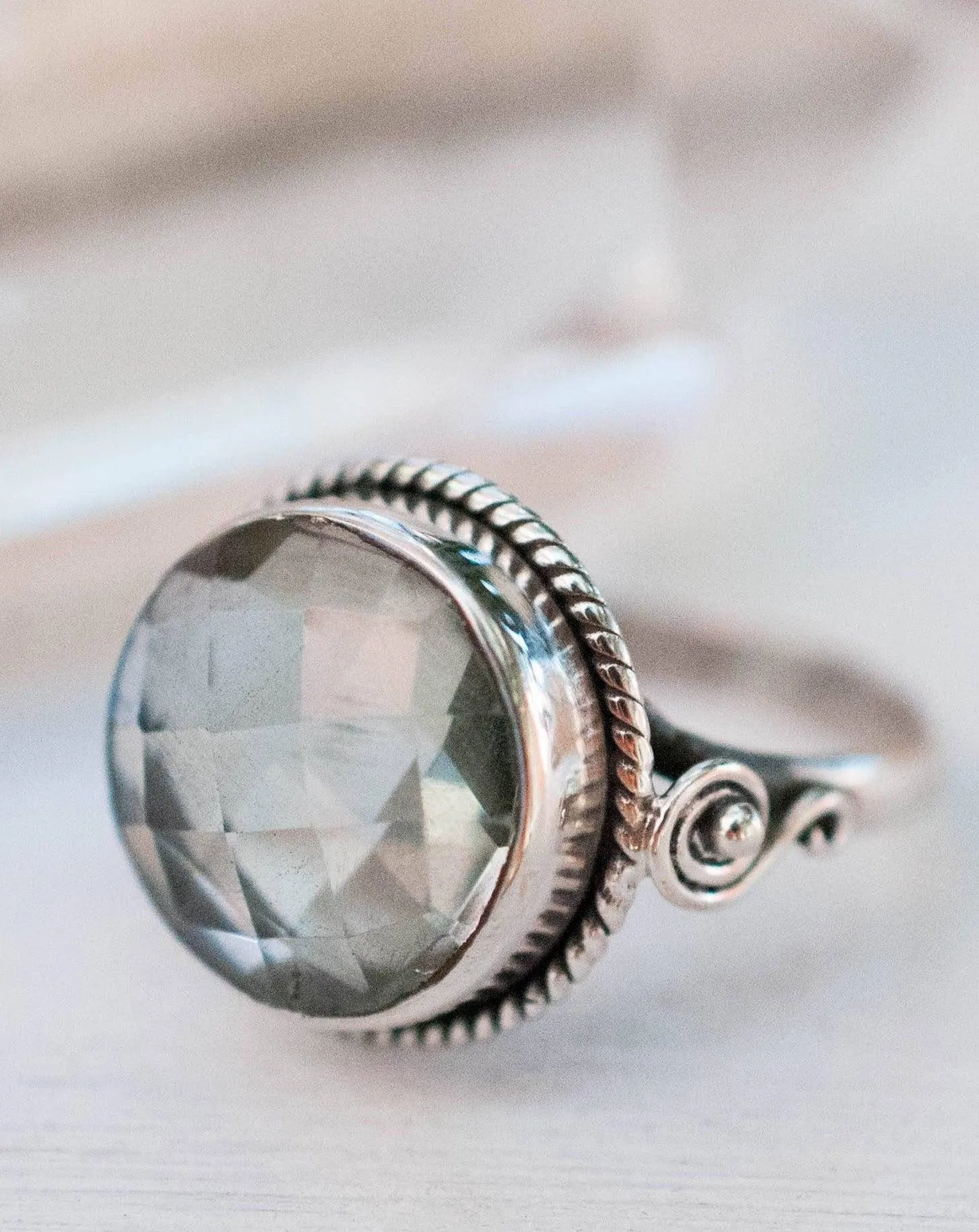 Sterling Silver Rings Green Amethyst Ring ~ Sterling Silver 925 ~MR124