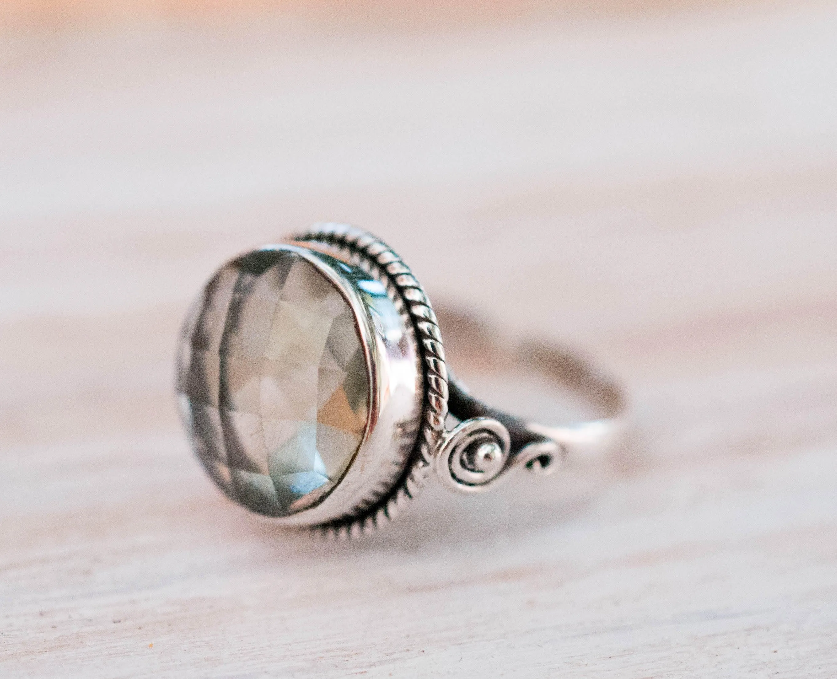 Sterling Silver Rings Green Amethyst Ring ~ Sterling Silver 925 ~MR124