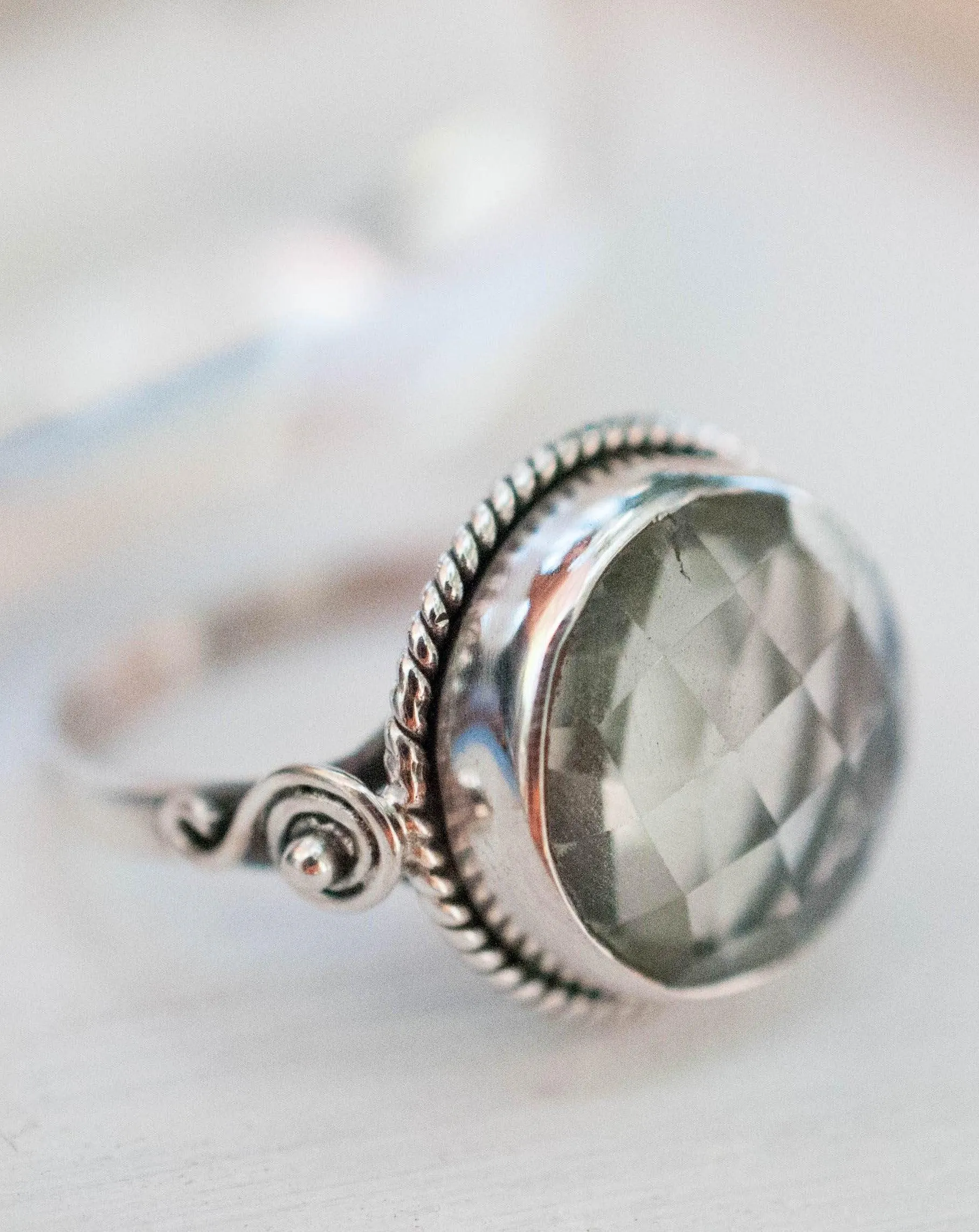 Sterling Silver Rings Green Amethyst Ring ~ Sterling Silver 925 ~MR124