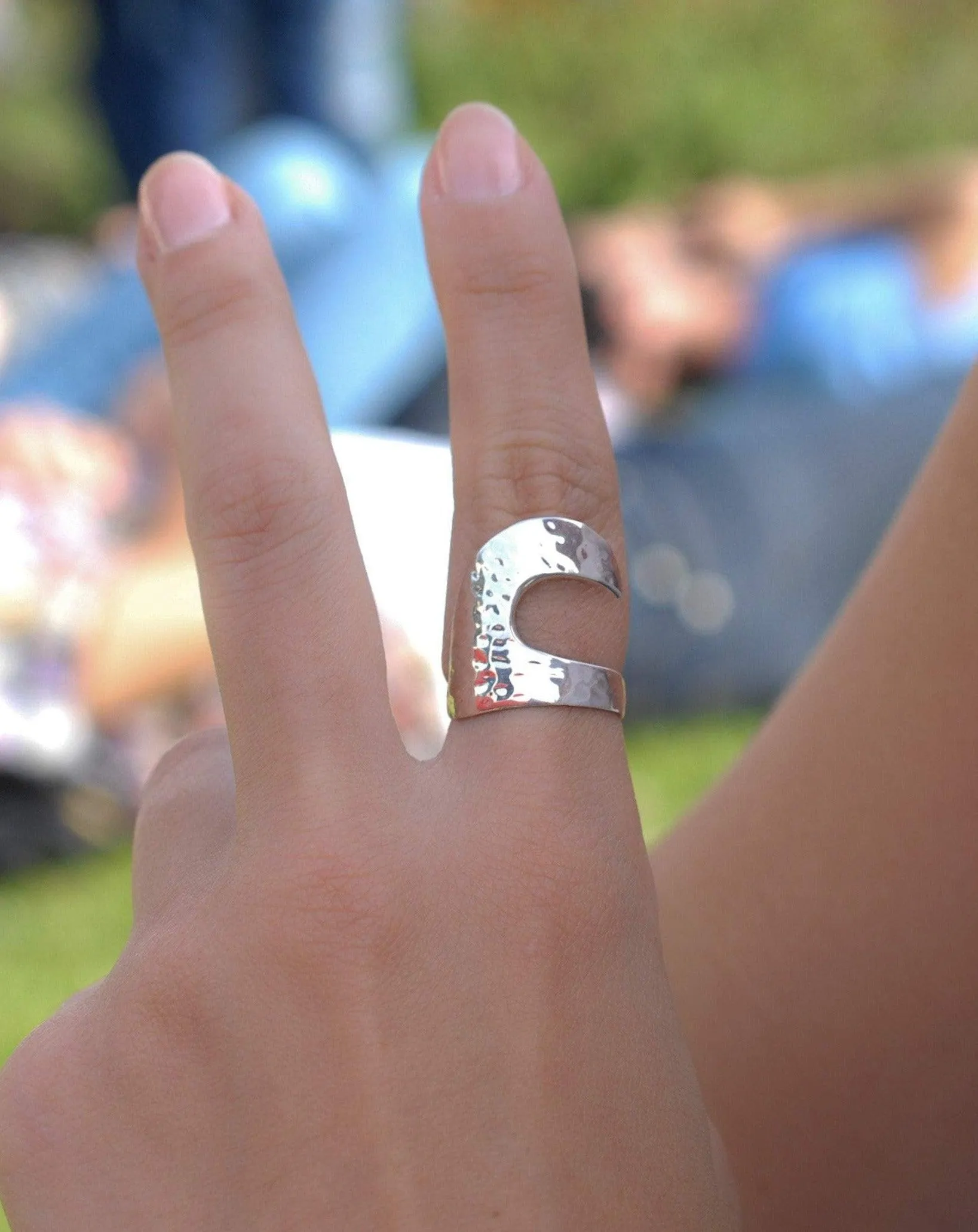 Sterling Silver Rings Hammered Wave Ring ~ Sterling Silver 925 ~  MR195