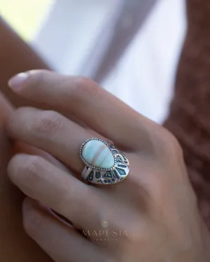 Sterling Silver Rings Jand Ring ~ Blue Aragonite ~ Sterling Silver 925 ~ SMR173