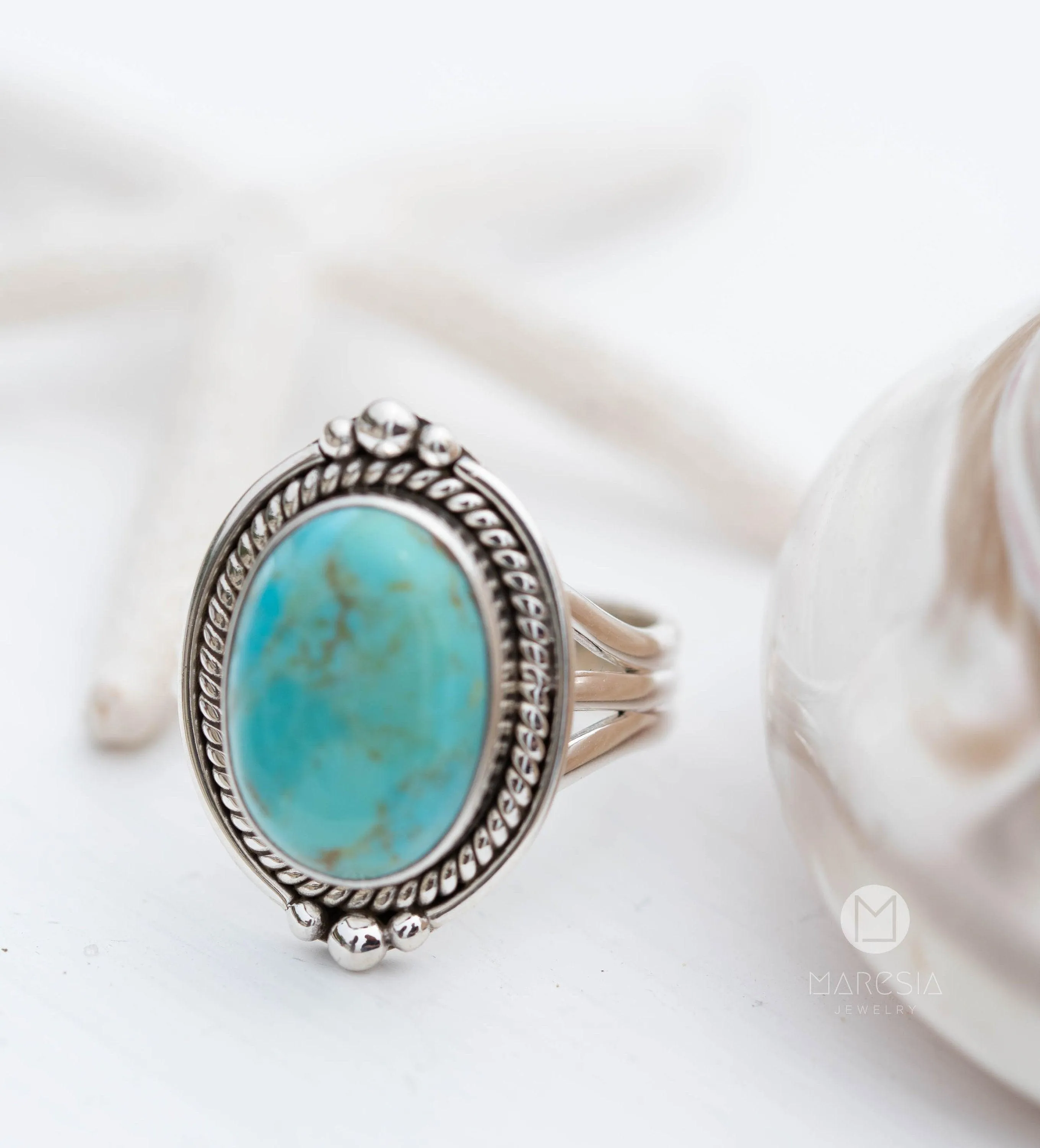 Sterling Silver Rings Karen Turquoise Ring ~ Sterling Silver 925 ~ MR262