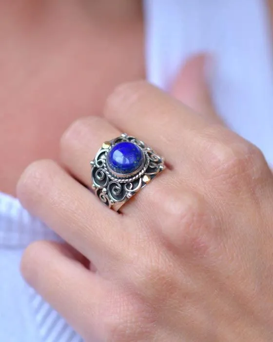 Sterling Silver Rings Lapis Lazuli Ring ~ Sterling Silver 925 ~ SMR151