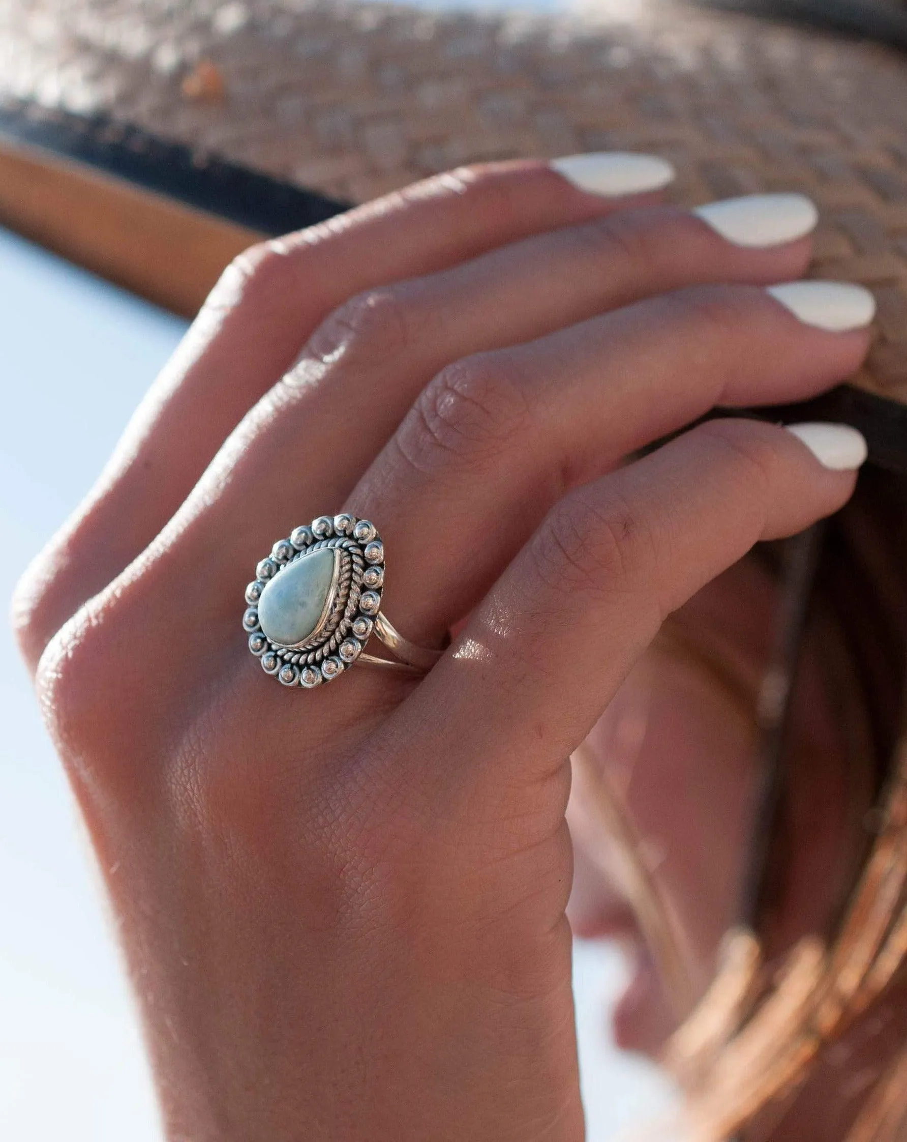 Sterling Silver Rings Larimar Ring ~ Sterling Silver 925~MR020