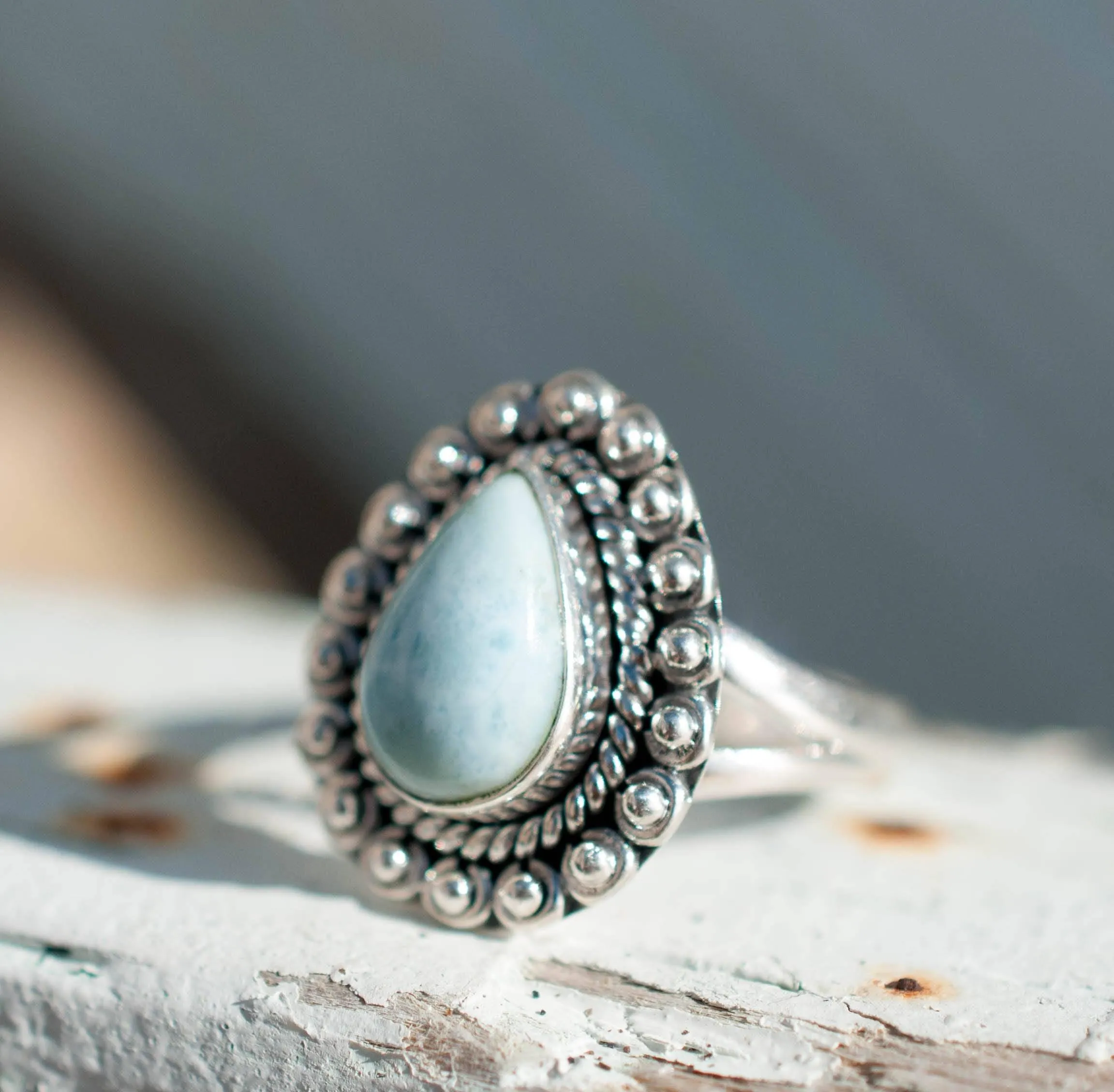 Sterling Silver Rings Larimar Ring ~ Sterling Silver 925~MR020