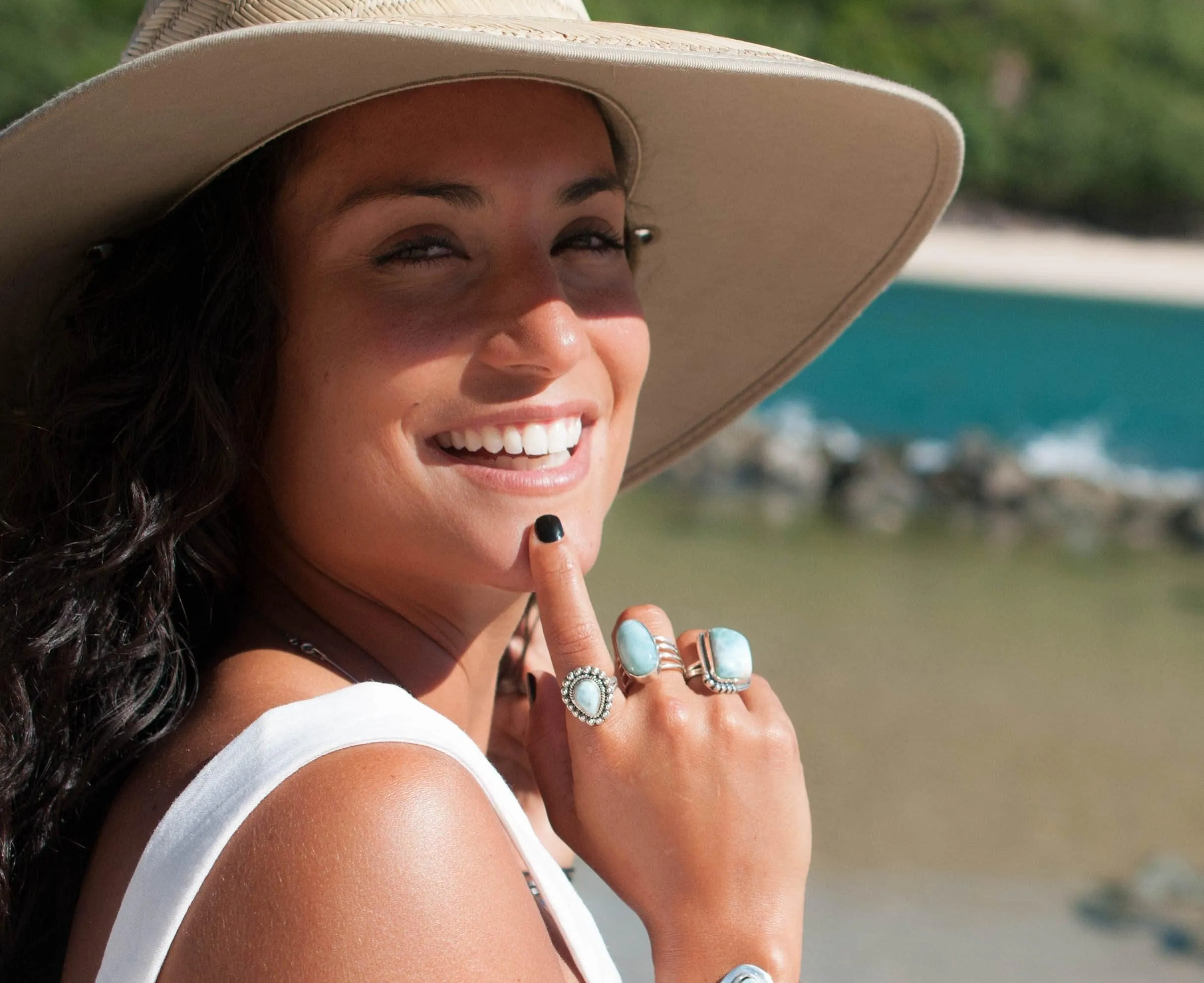 Sterling Silver Rings Larimar Ring ~ Sterling Silver 925~MR020