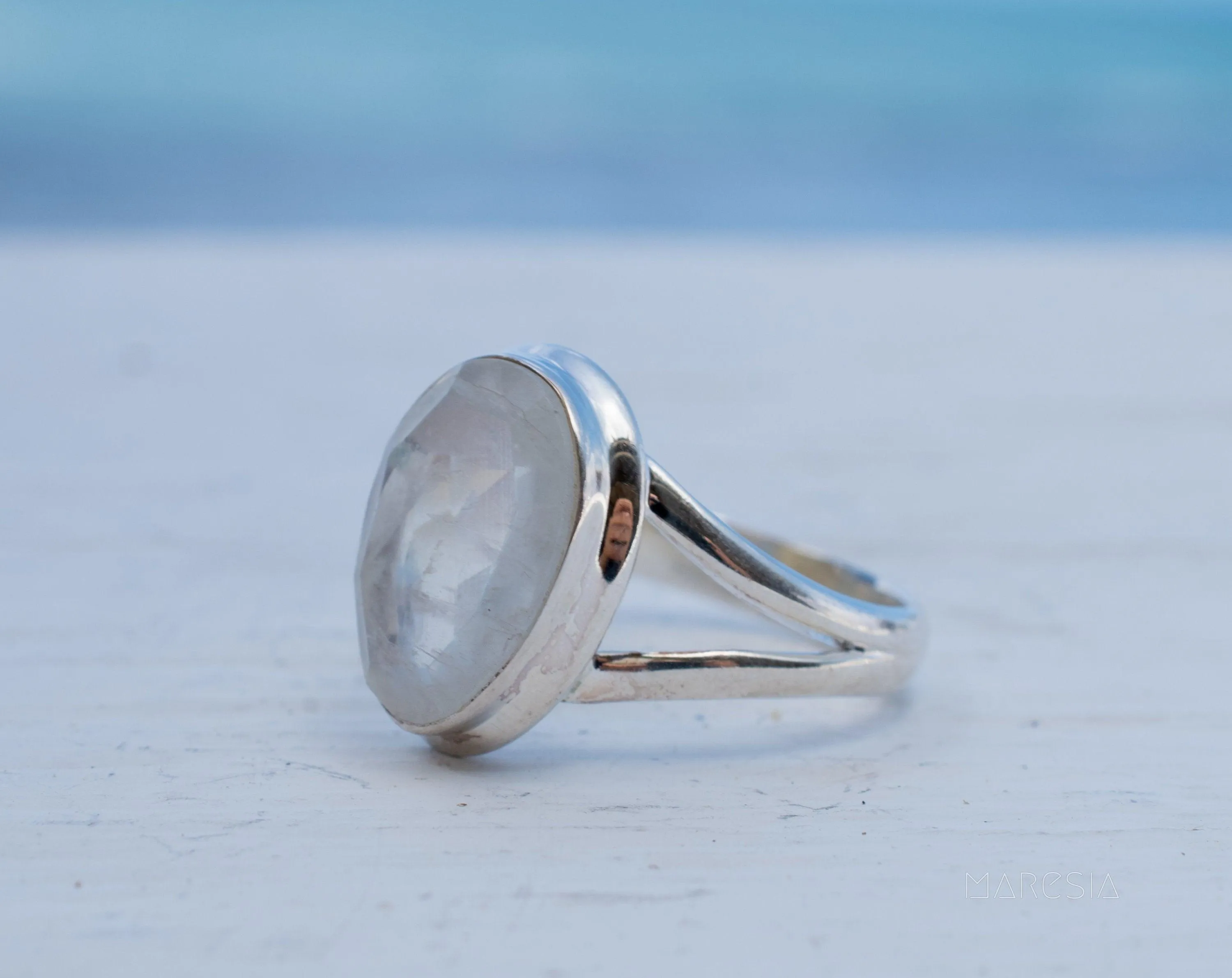 Sterling Silver Rings Laura Moonstone Ring ~ Sterling Silver 925 ~MR276