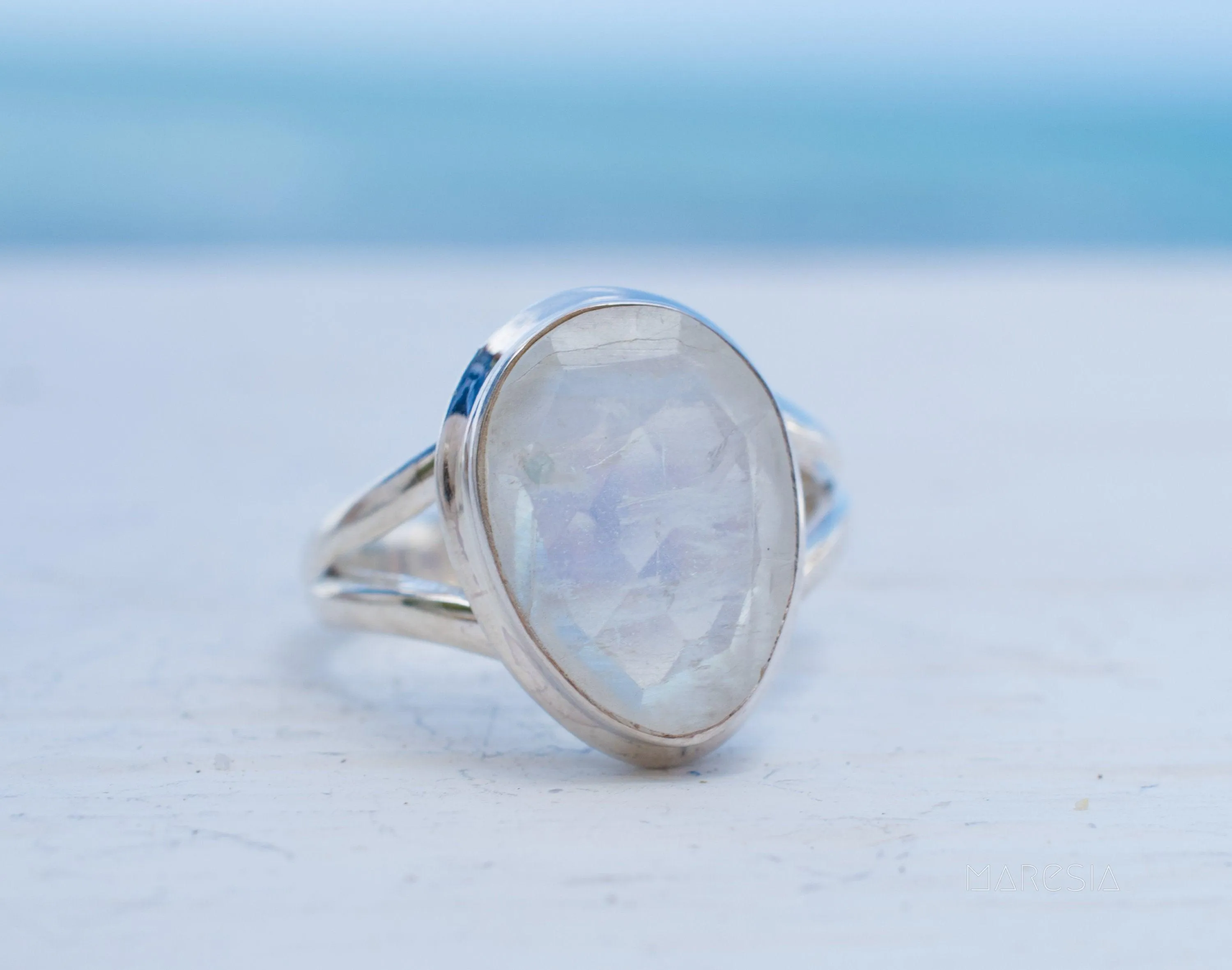 Sterling Silver Rings Laura Moonstone Ring ~ Sterling Silver 925 ~MR276