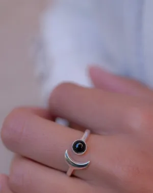 Sterling Silver Rings Malibu Half Moon Ring ~ Black Onyx ~ Sterling Silver 925 ~ MR126