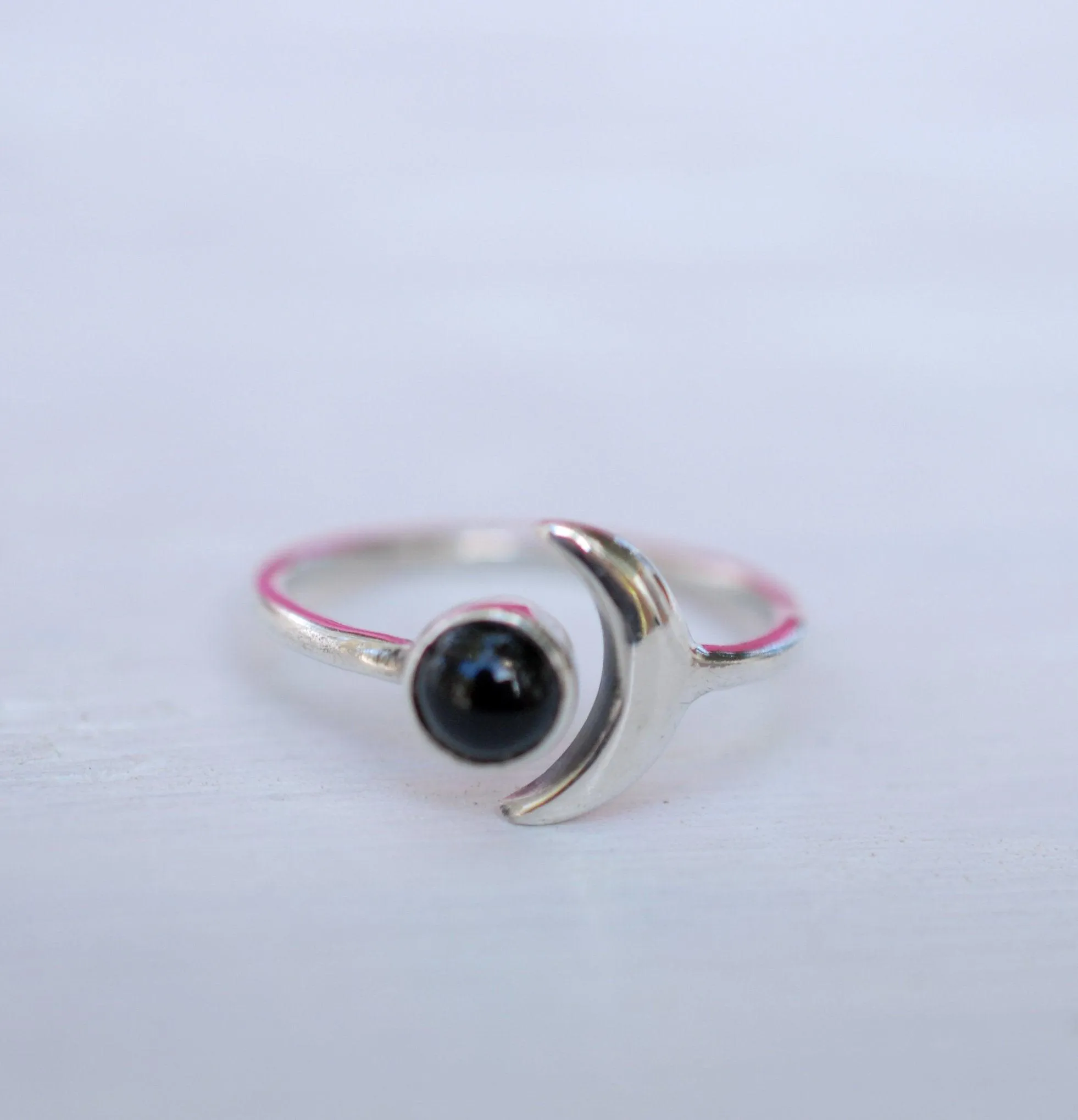 Sterling Silver Rings Malibu Half Moon Ring ~ Black Onyx ~ Sterling Silver 925 ~ MR126