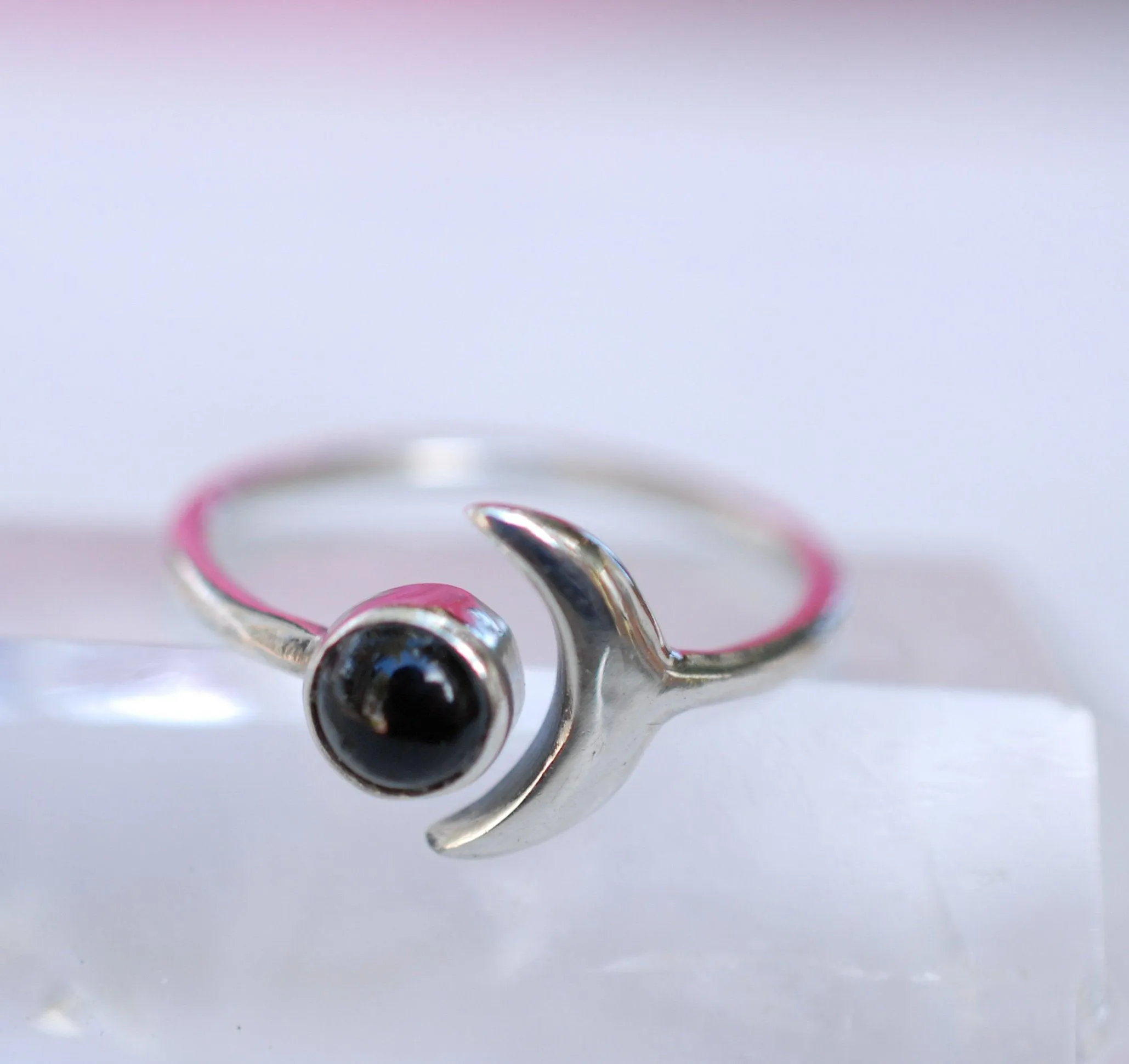 Sterling Silver Rings Malibu Half Moon Ring ~ Black Onyx ~ Sterling Silver 925 ~ MR126