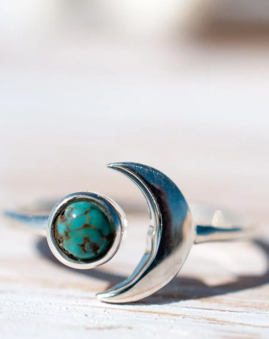 Sterling Silver Rings Malibu Half Moon Ring ~ Copper Turquoise ~ Sterling Silver 925 ~MR119