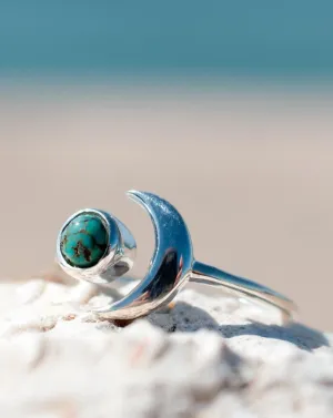 Sterling Silver Rings Malibu Half Moon Ring ~ Copper Turquoise ~ Sterling Silver 925 ~MR119