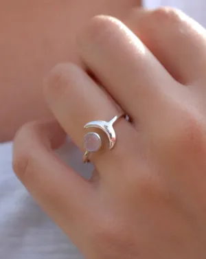 Sterling Silver Rings Malibu Half Moon Ring ~ Rose Quartz ~ Sterling Silver 925 ~MR125