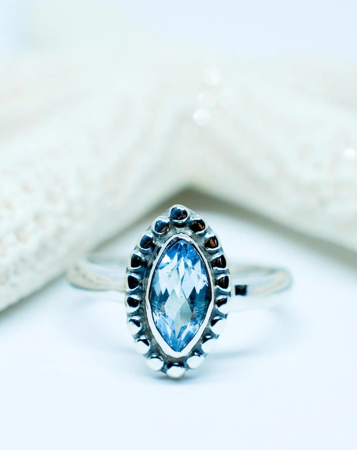 Sterling Silver Rings Maui Ring ~ Blue Topaz ~ Sterling Silver 925 ~MR093