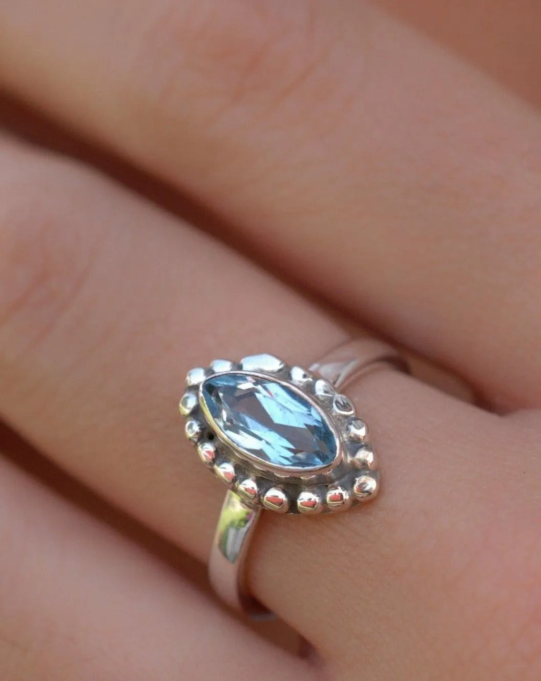 Sterling Silver Rings Maui Ring ~ Blue Topaz ~ Sterling Silver 925 ~MR093