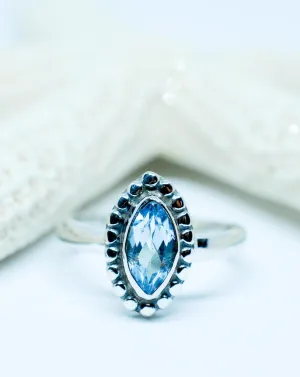 Sterling Silver Rings Maui Ring ~ Blue Topaz ~ Sterling Silver 925 ~MR093