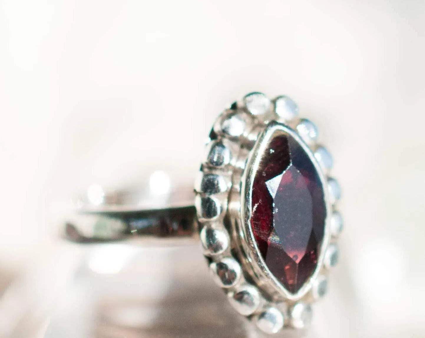 Sterling Silver Rings Maui Ring ~ Garnet ~ Sterling Silver 925 ~MR032