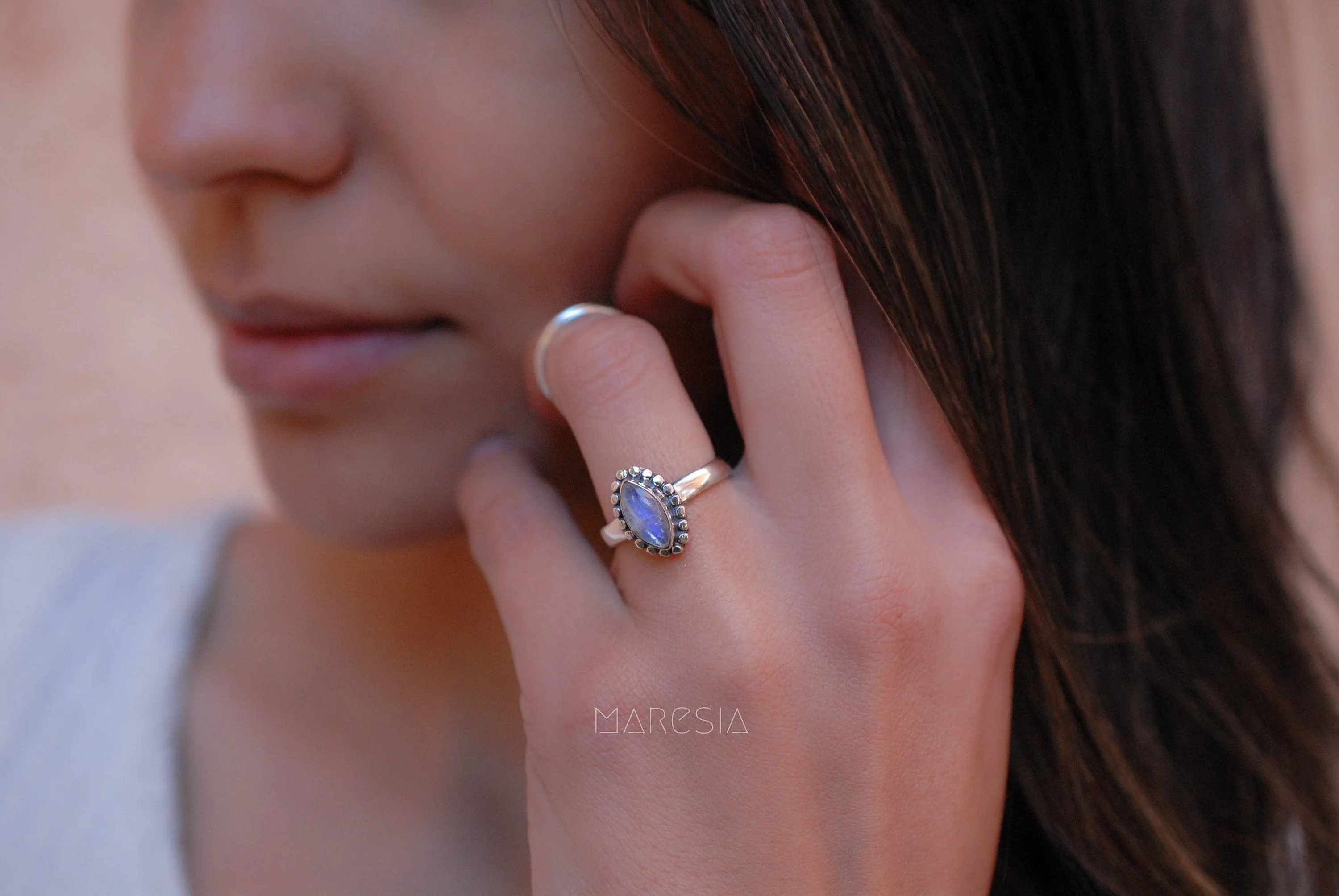 Sterling Silver Rings Maui Ring ~ Moonstone ~ Sterling Silver 925 ~MR016