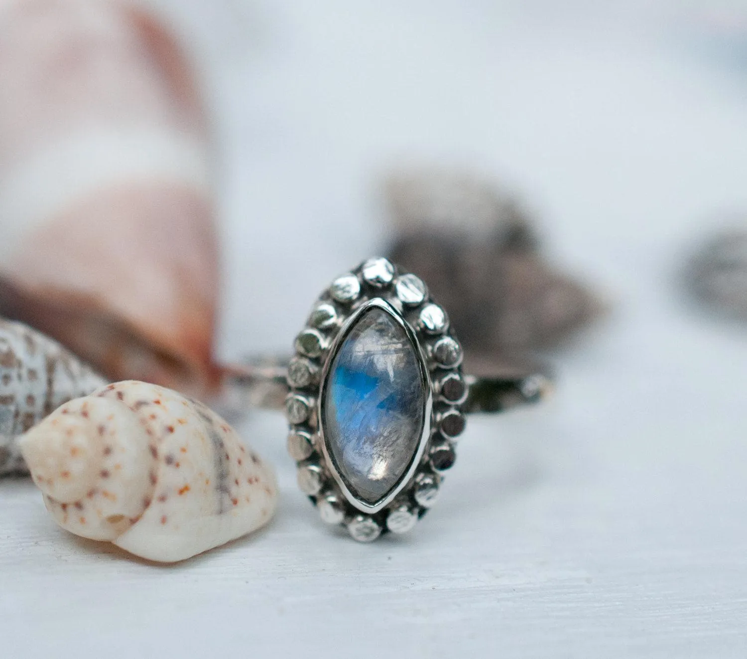 Sterling Silver Rings Maui Ring ~ Moonstone ~ Sterling Silver 925 ~MR016