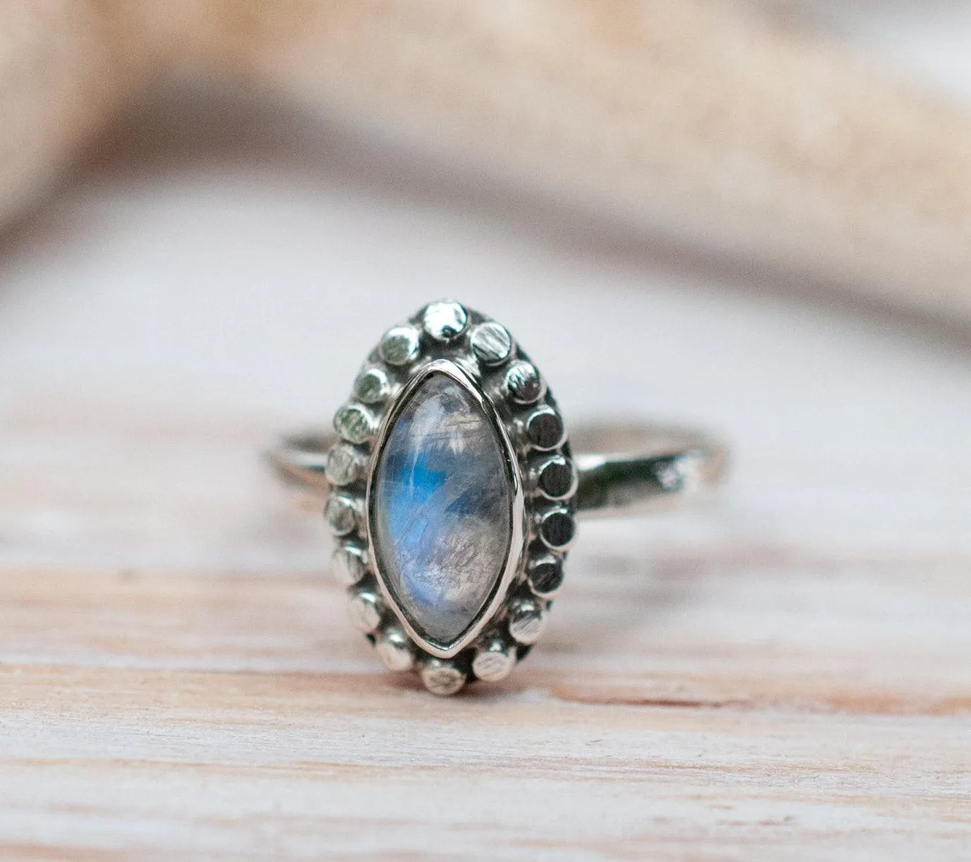Sterling Silver Rings Maui Ring ~ Moonstone ~ Sterling Silver 925 ~MR016