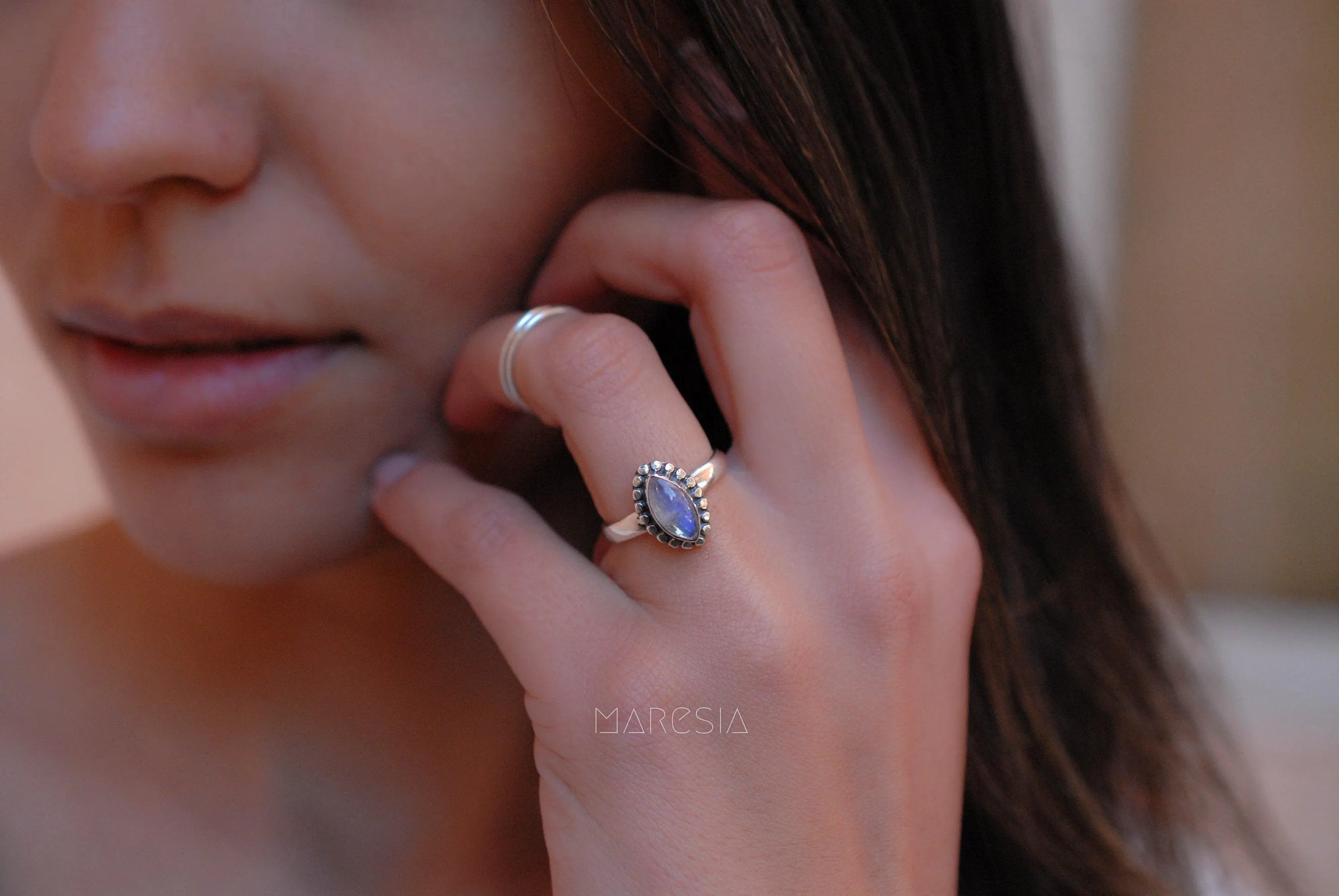 Sterling Silver Rings Maui Ring ~ Moonstone ~ Sterling Silver 925 ~MR016