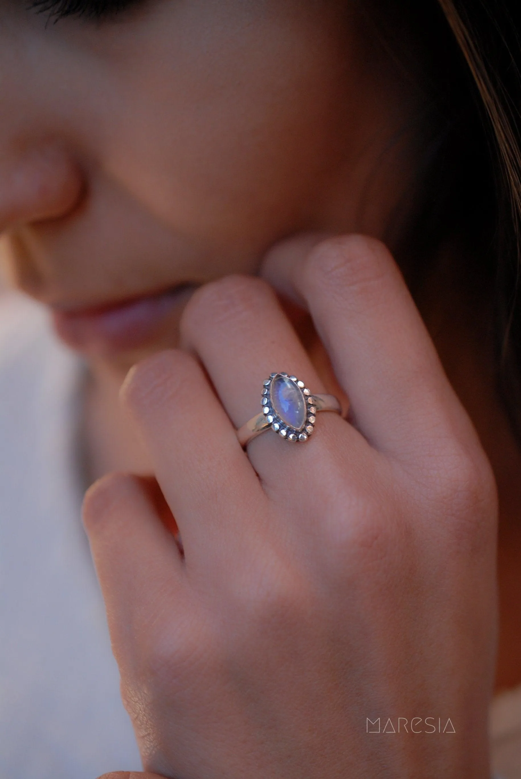 Sterling Silver Rings Maui Ring ~ Moonstone ~ Sterling Silver 925 ~MR016