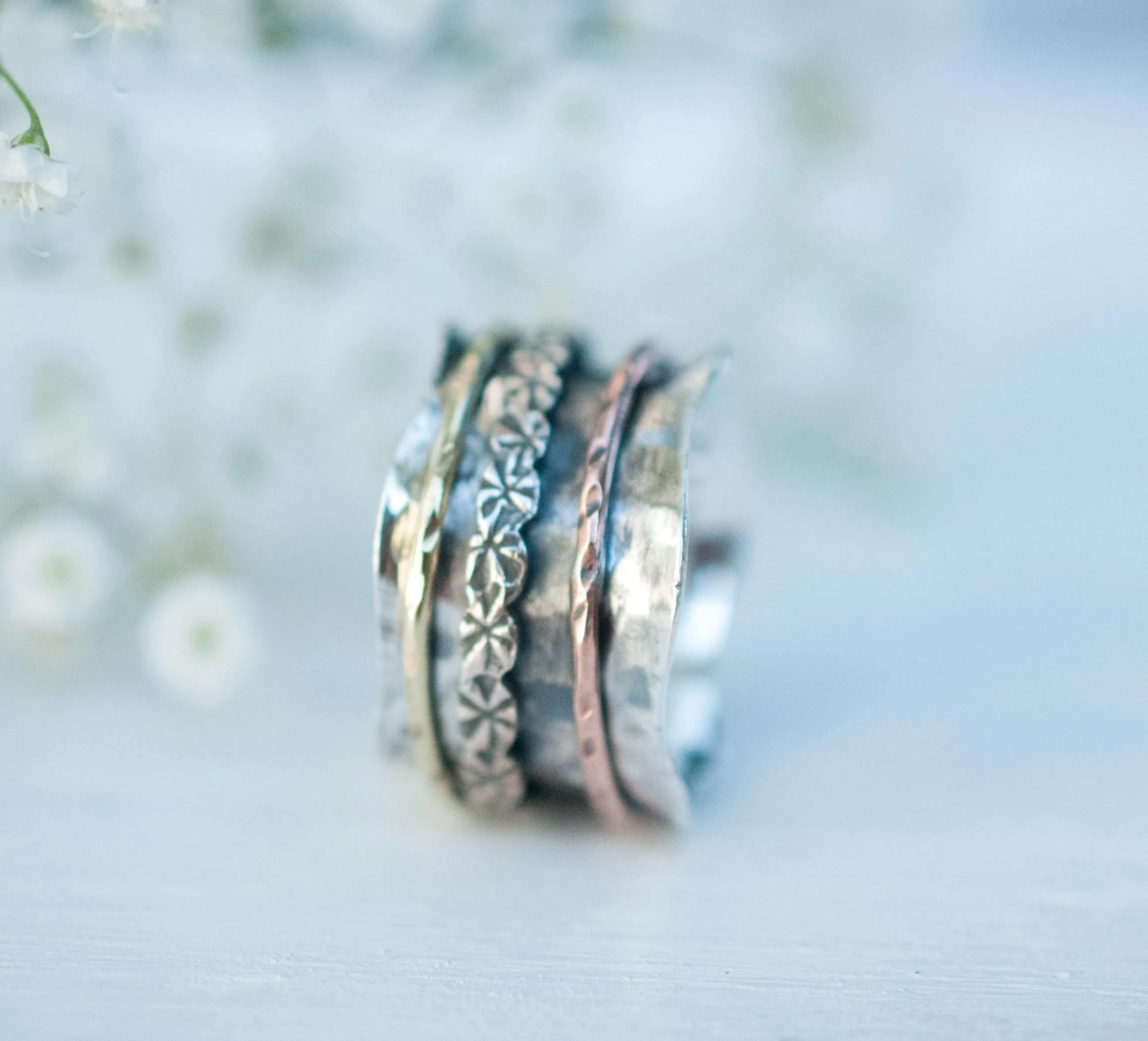Sterling Silver Rings Meditation Ring ~ Sterling Silver 925 & Copper & Bronze ~MS018