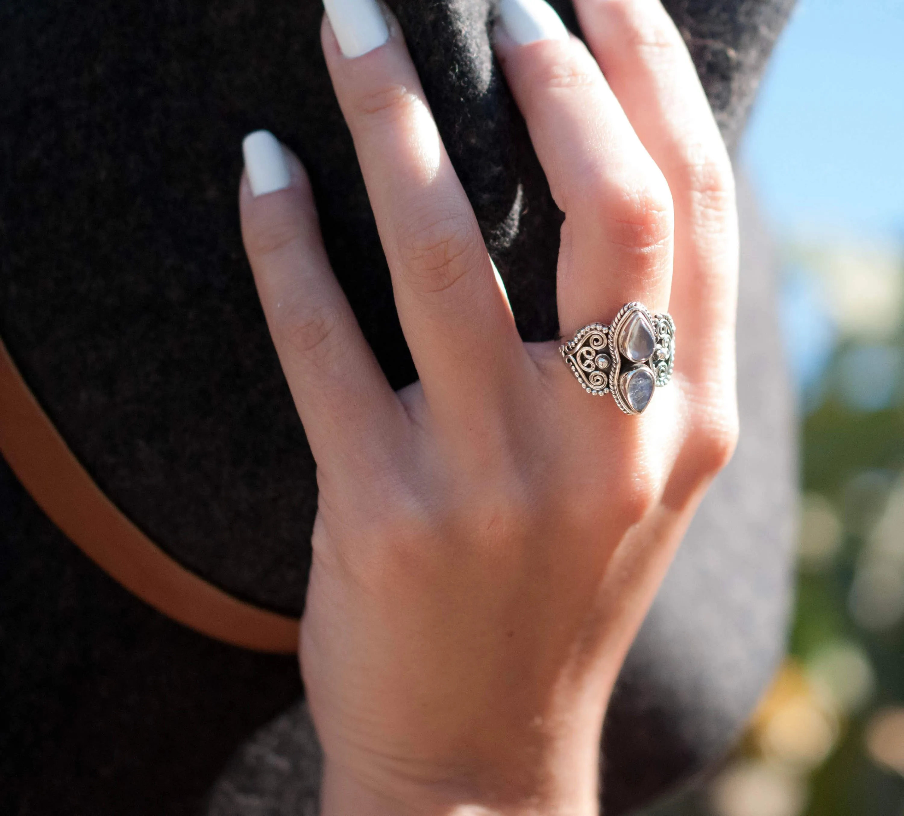 Sterling Silver Rings Moonstone Ring  ~ Sterling Silver 925 ~MR142