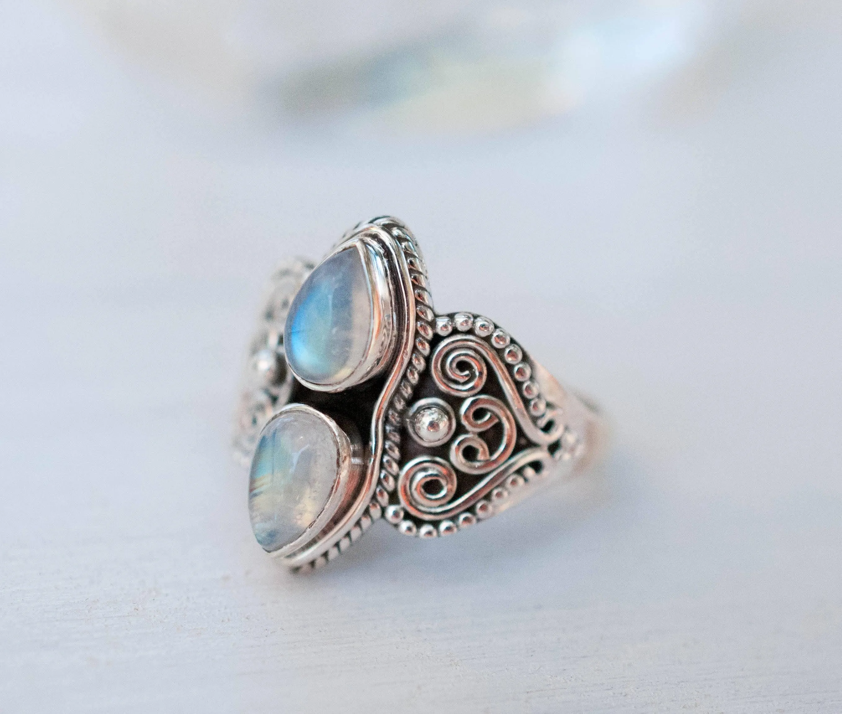 Sterling Silver Rings Moonstone Ring  ~ Sterling Silver 925 ~MR142