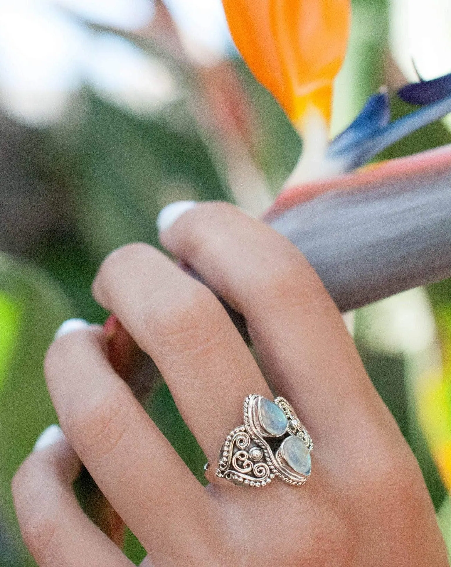 Sterling Silver Rings Moonstone Ring  ~ Sterling Silver 925 ~MR142