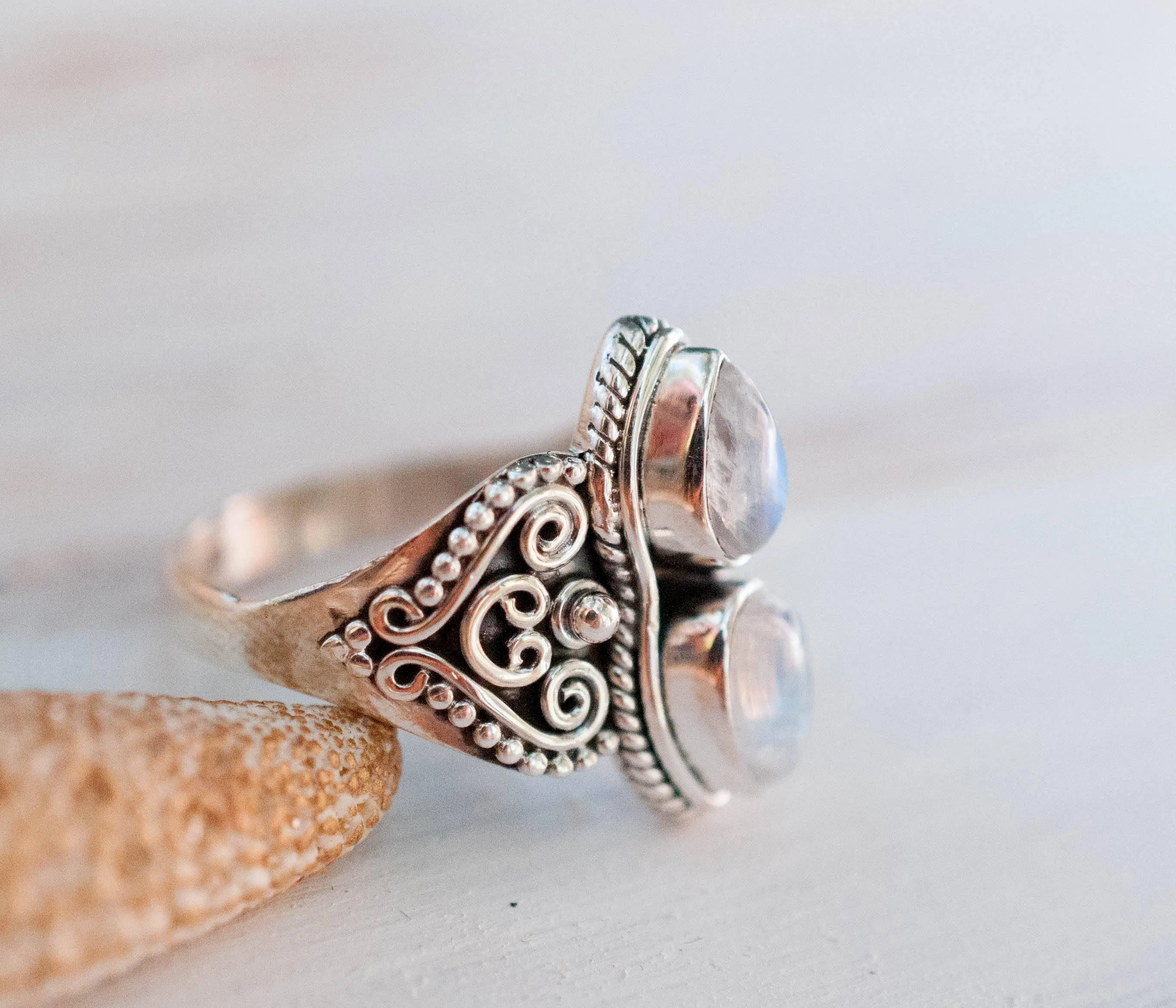 Sterling Silver Rings Moonstone Ring  ~ Sterling Silver 925 ~MR142
