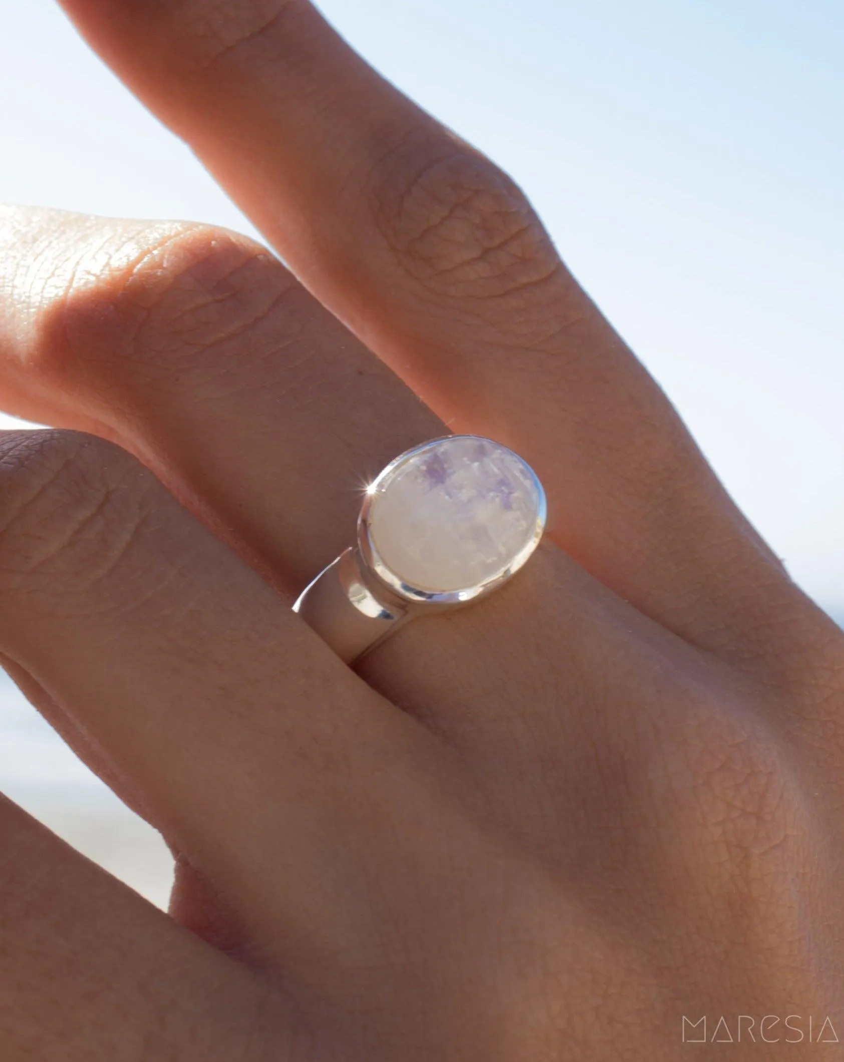 Sterling Silver Rings Moonstone Ring ~ Sterling Silver 925 ~MR156