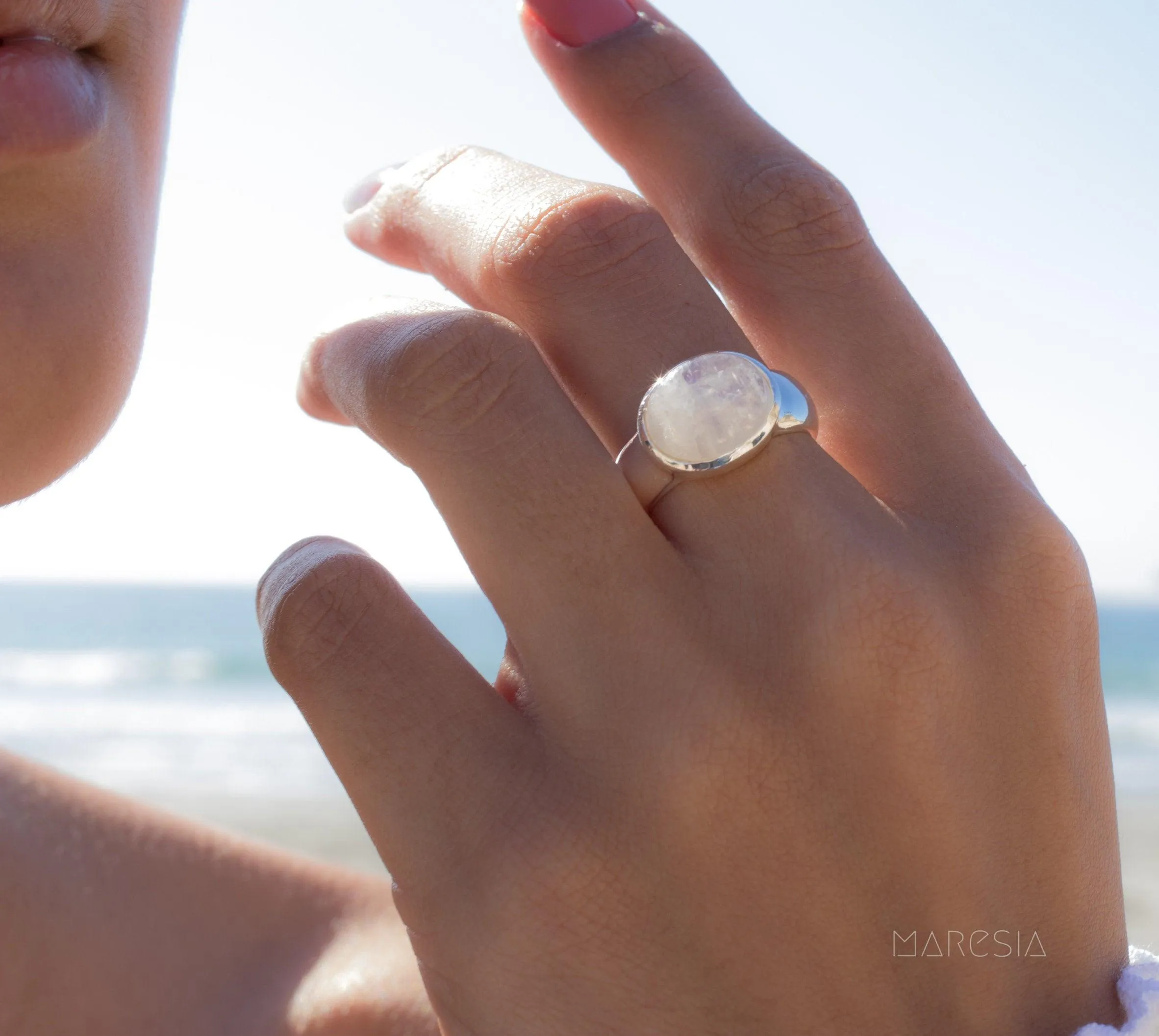 Sterling Silver Rings Moonstone Ring ~ Sterling Silver 925 ~MR156