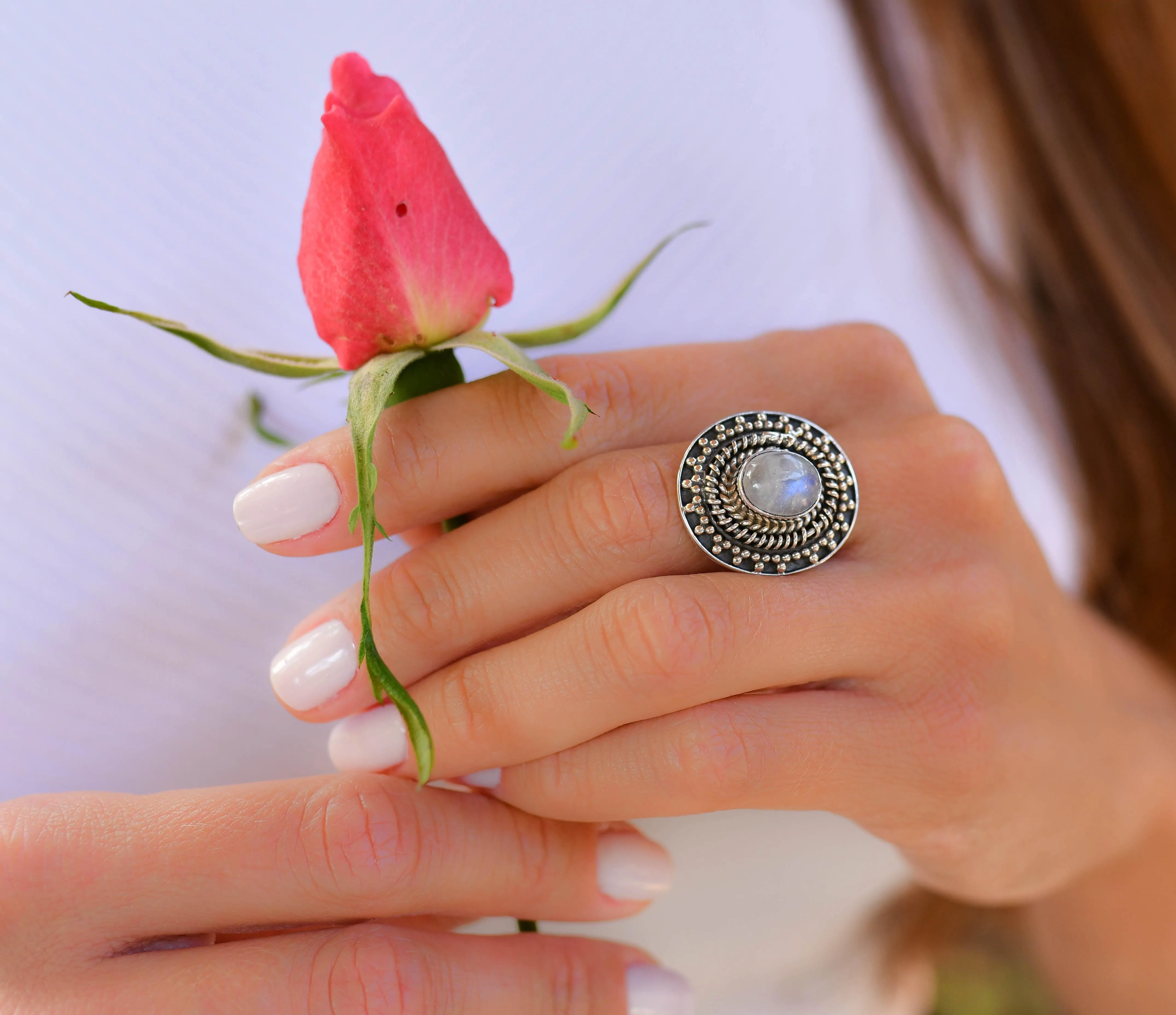 Sterling Silver Rings Moonstone Ring ~Sterling Silver 925 ~ MR220