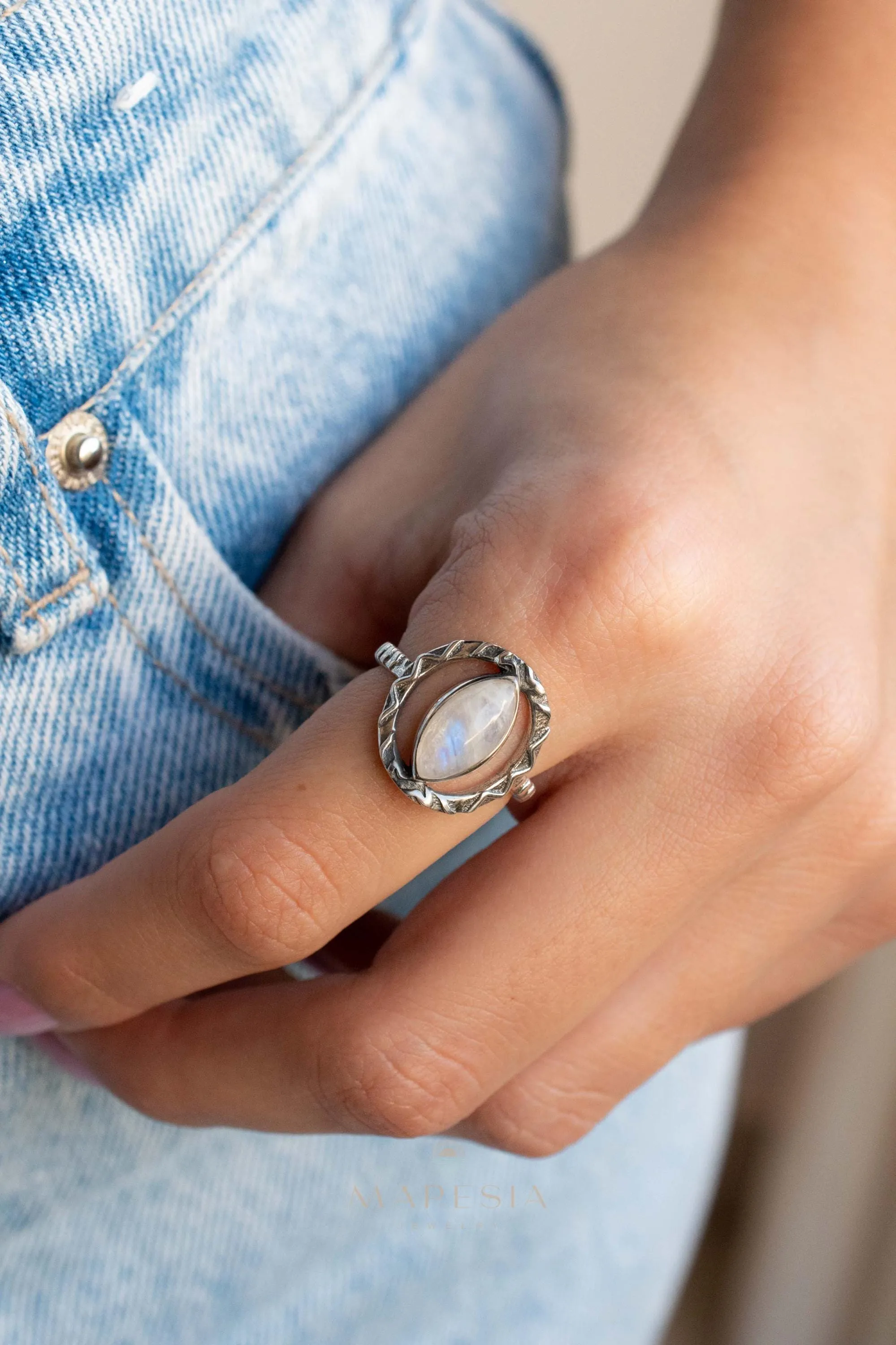 Sterling Silver Rings Moonstone Ring ~ Sterling Silver 925 ~ MR342