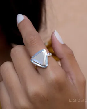 Sterling Silver Rings Moonstone Triangle Ring~Sterling Silver 925~MR158