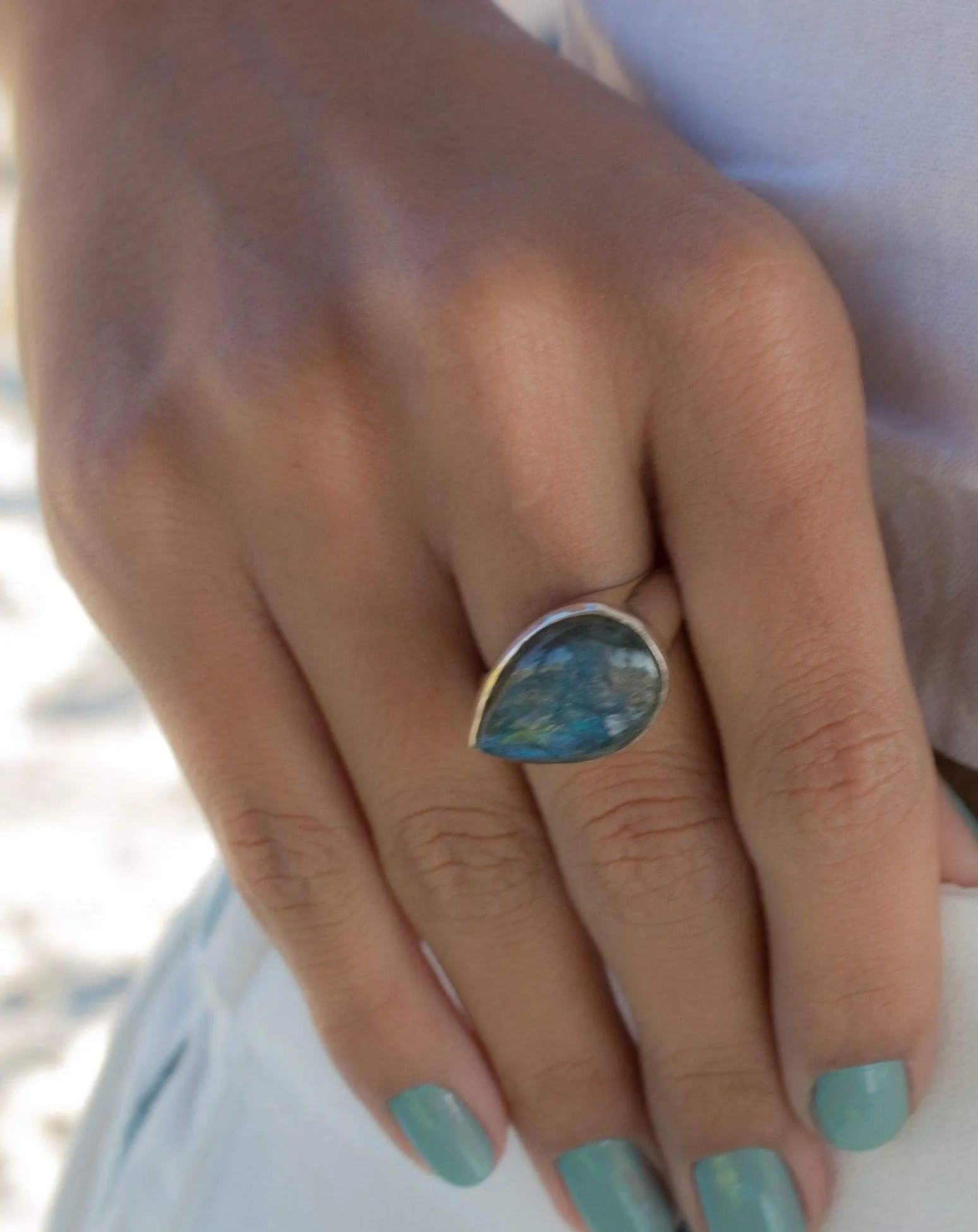 Sterling Silver Rings Rainbow Labradorite Ring ~ Sterling Silver 925 ~MR274