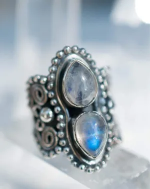 Sterling Silver Rings Rainbow Moonstone Ring ~ Sterling Silver 925 ~MR056