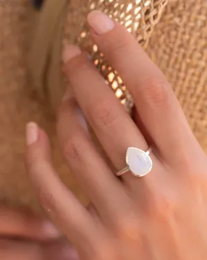 Sterling Silver Rings Rainbow Moonstone Tear Drop Ring ~ Sterling Silver 925 ~ MR223