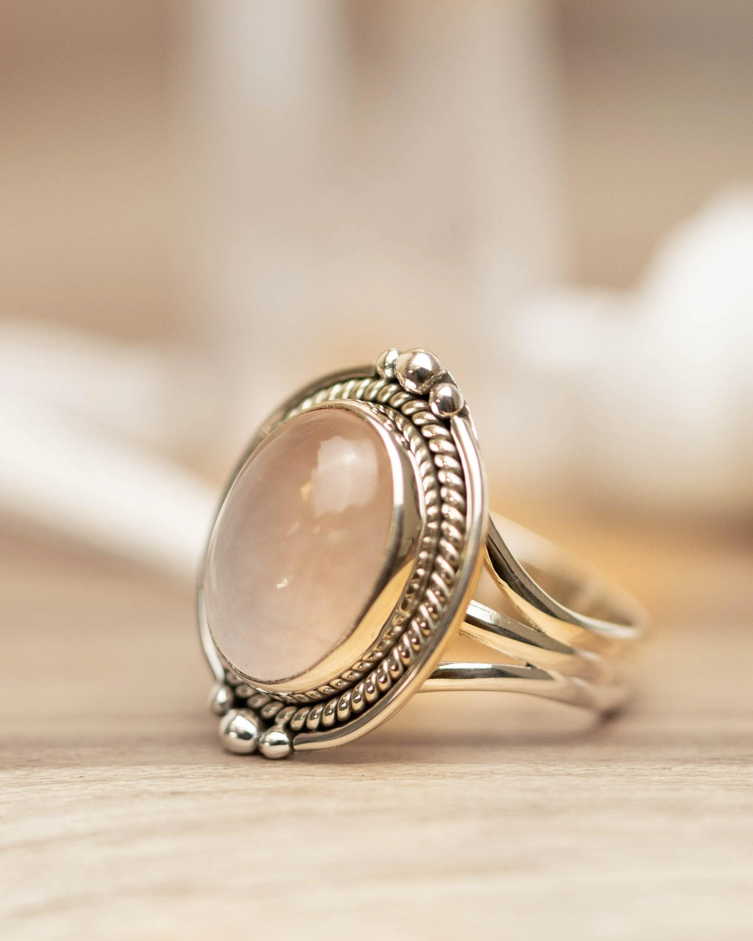Sterling Silver Rings Rose Quartz Oval Ring ~ Sterling Silver 925 ~ MR264