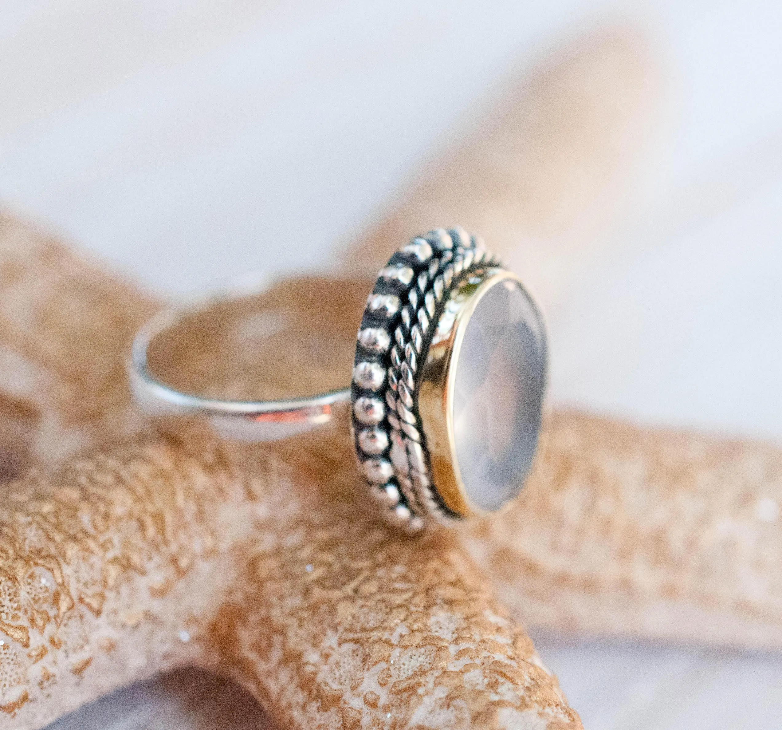 Sterling Silver Rings Rose Quartz Ring ~Sterling Silver 925 ~MR001