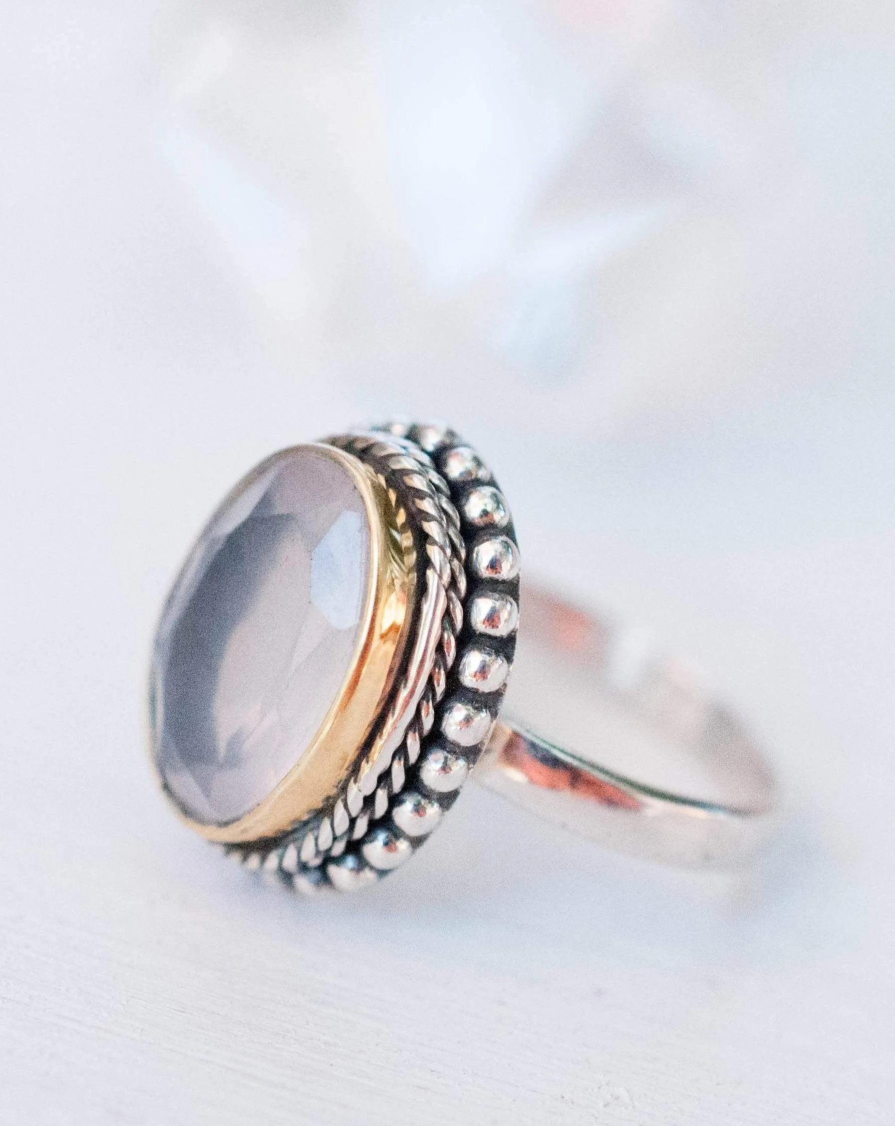 Sterling Silver Rings Rose Quartz Ring ~Sterling Silver 925 ~MR001
