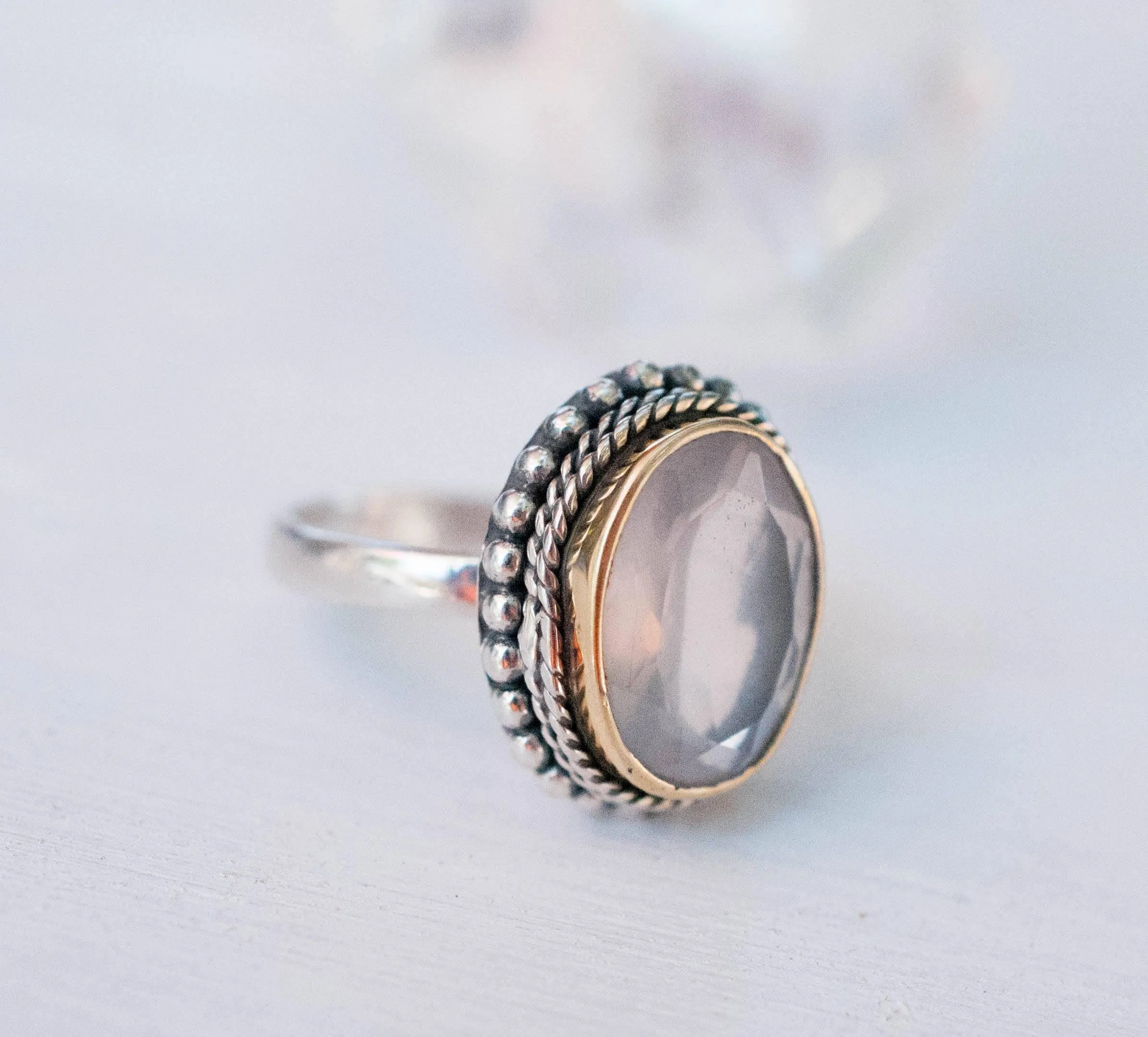 Sterling Silver Rings Rose Quartz Ring ~Sterling Silver 925 ~MR001