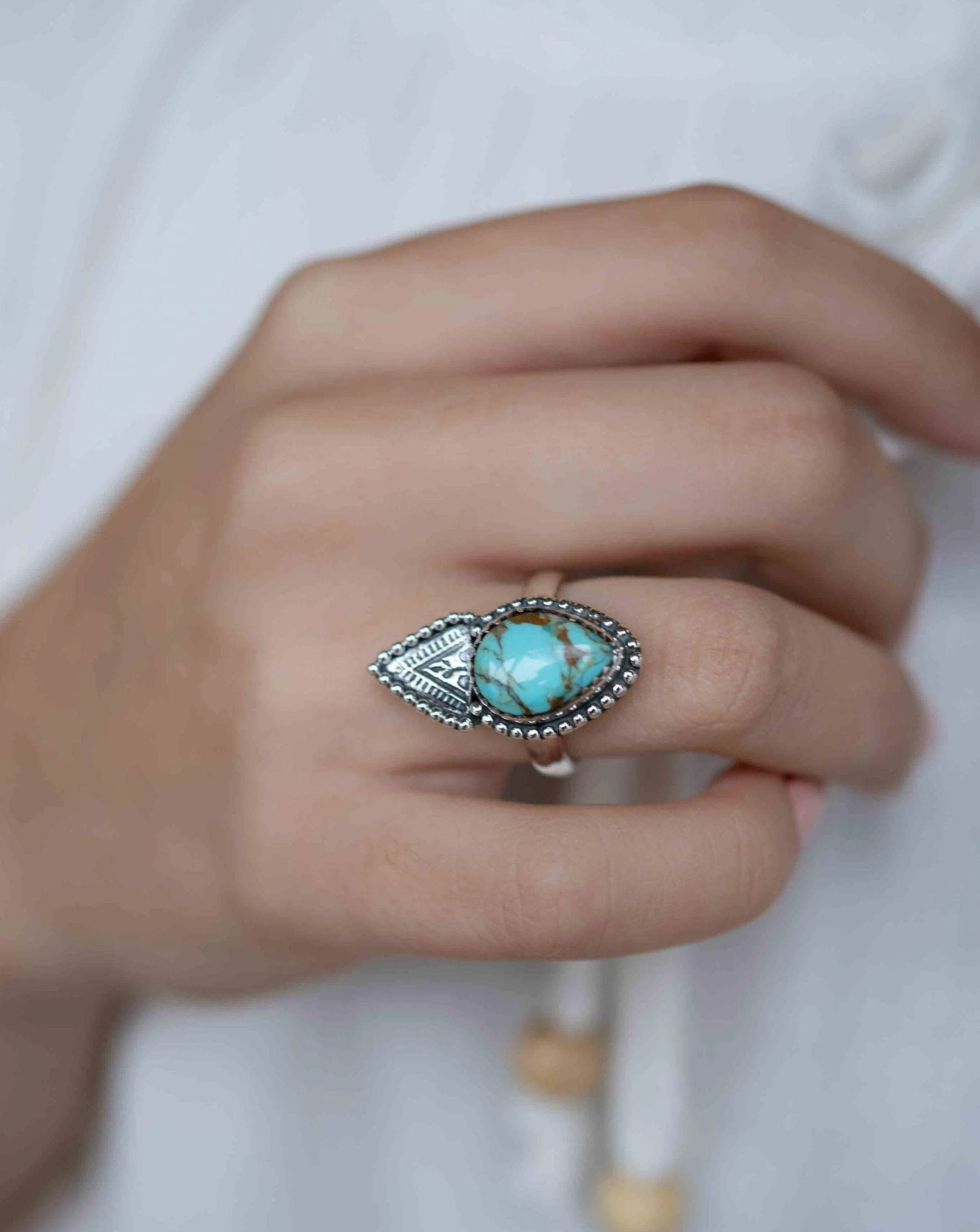 Sterling Silver Rings Salety Ring ~ Turquoise ~ Sterling Silver 925 ~ MR283