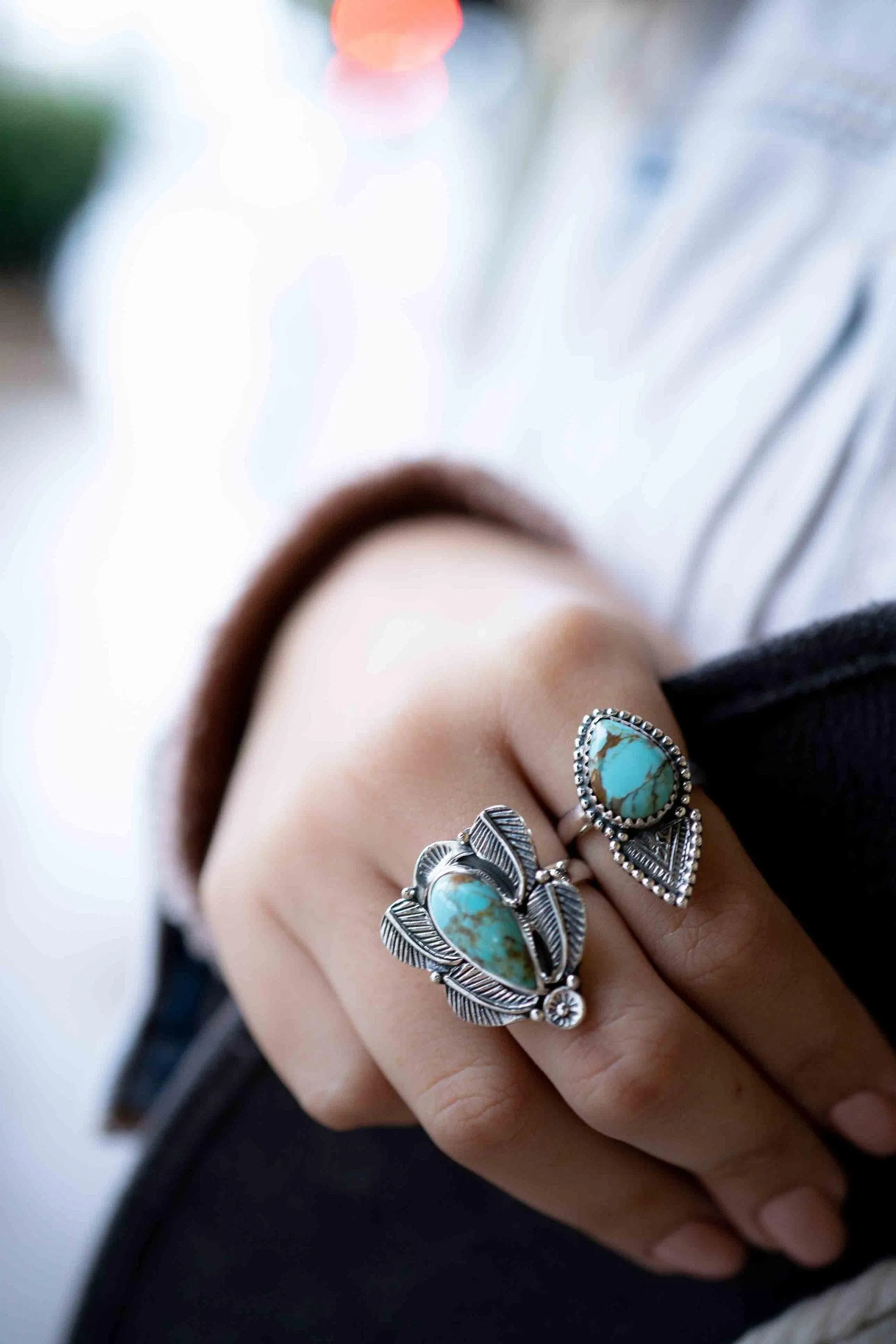 Sterling Silver Rings Salety Ring ~ Turquoise ~ Sterling Silver 925 ~ MR283
