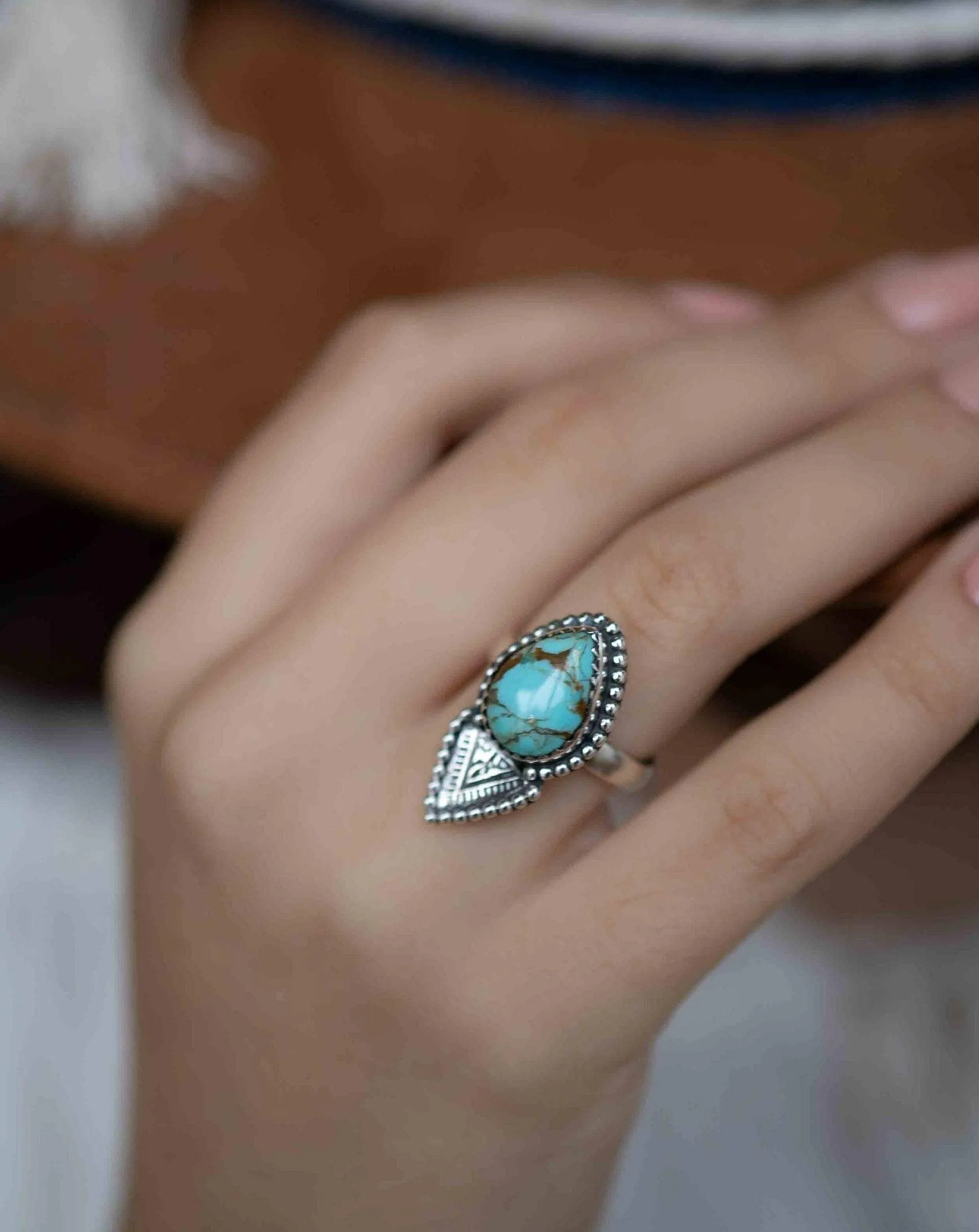 Sterling Silver Rings Salety Ring ~ Turquoise ~ Sterling Silver 925 ~ MR283